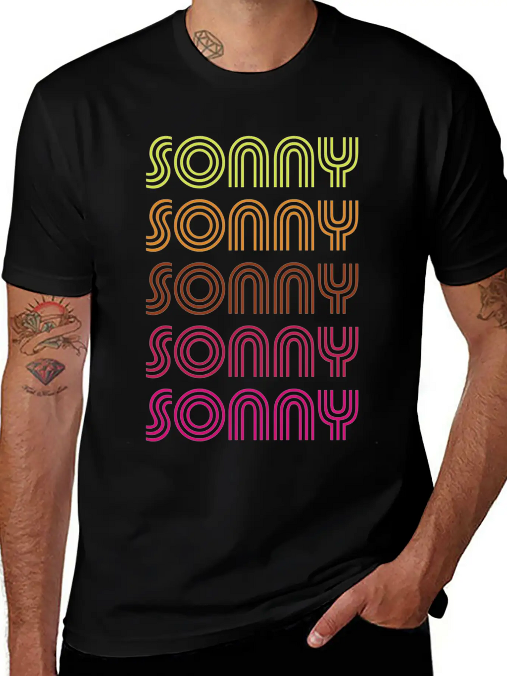 First Name Sonny Funky Disco Basic Graphic T-Shirt – Daily Comfort In Soft Cotton