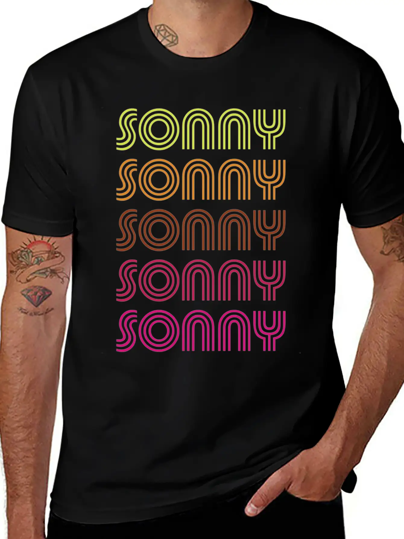 First Name Sonny Funky Disco Basic Graphic T-Shirt – Daily Comfort In Soft Cotton