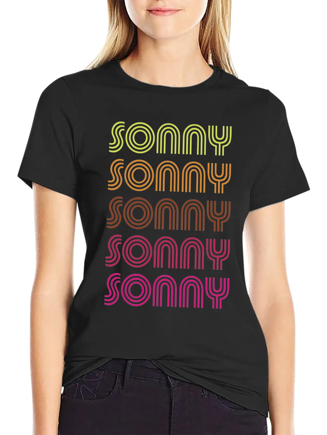 First Name Sonny Funky Disco Basic Graphic T-Shirt – Daily Comfort In Soft Cotton