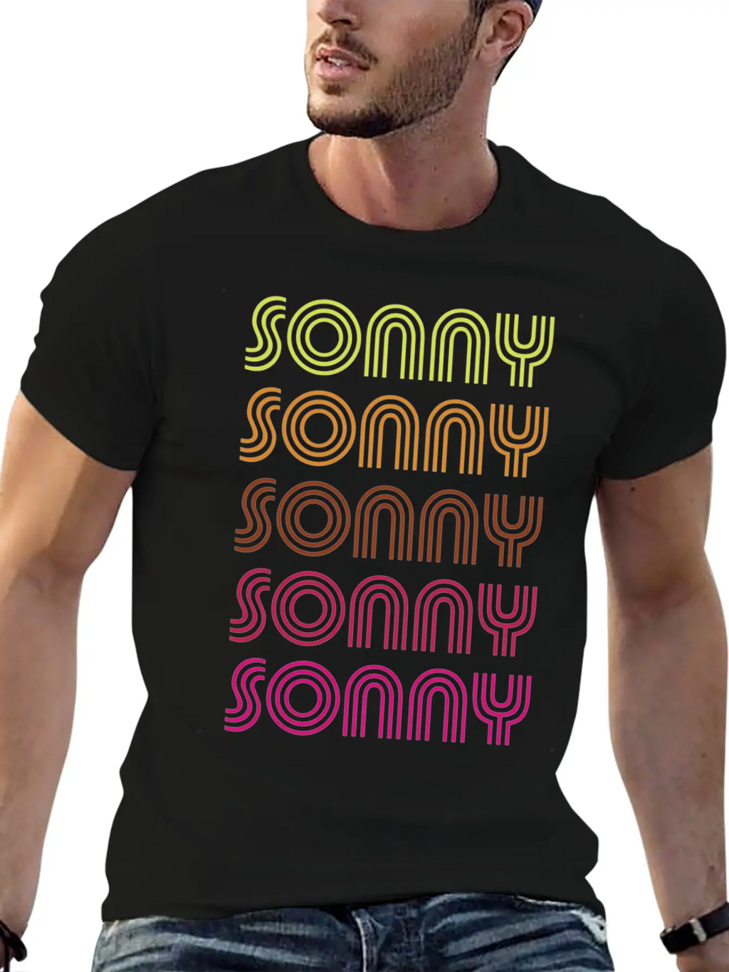 First Name Sonny Funky Disco Basic Graphic T-Shirt – Daily Comfort In Soft Cotton