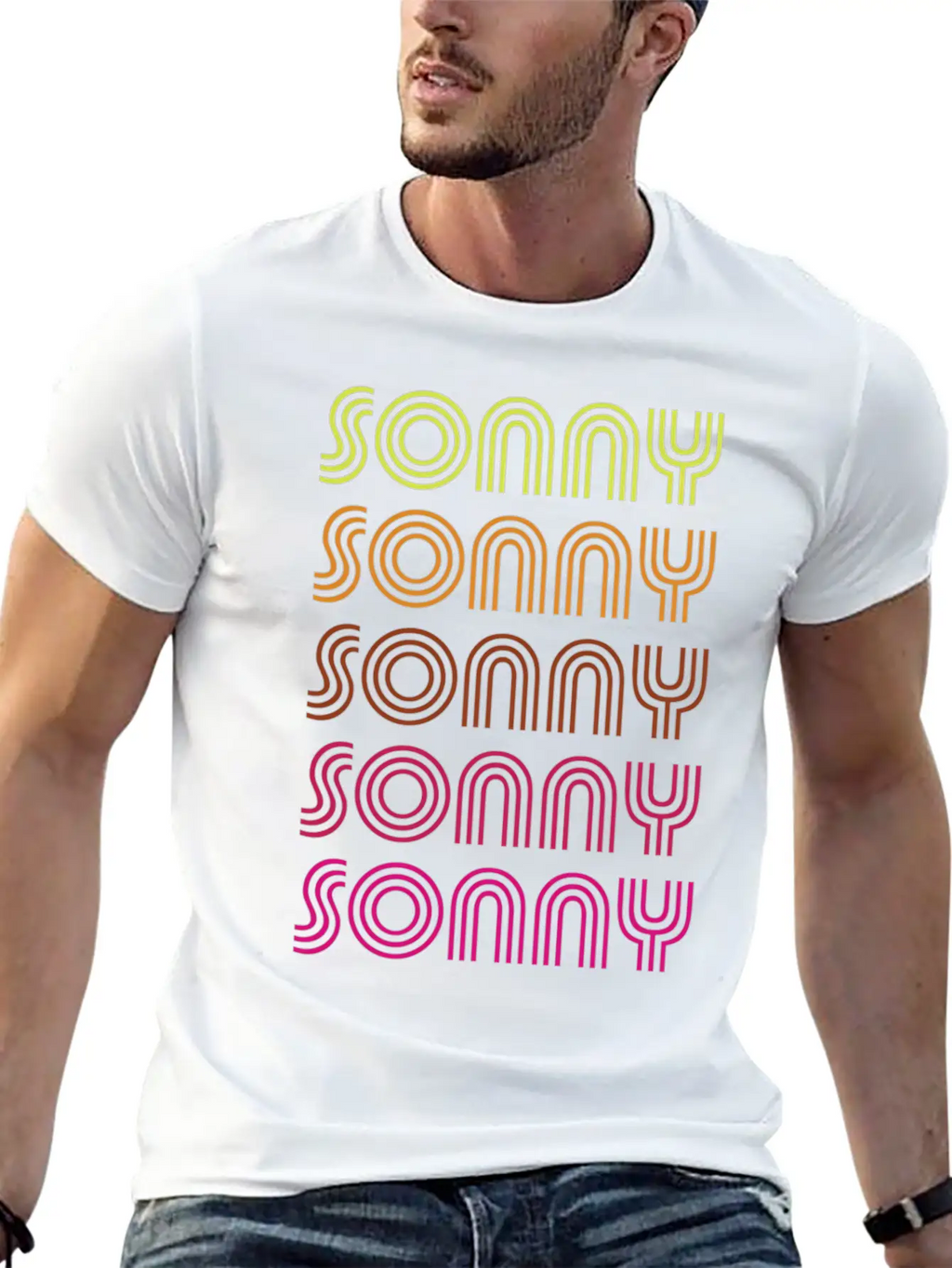 First Name Sonny Funky Disco Basic Graphic T-Shirt – Daily Comfort In Soft Cotton