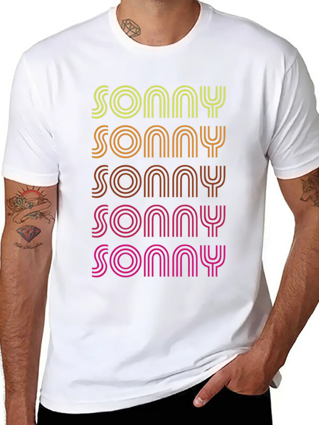 First Name Sonny Funky Disco Basic Graphic T-Shirt – Daily Comfort In Soft Cotton