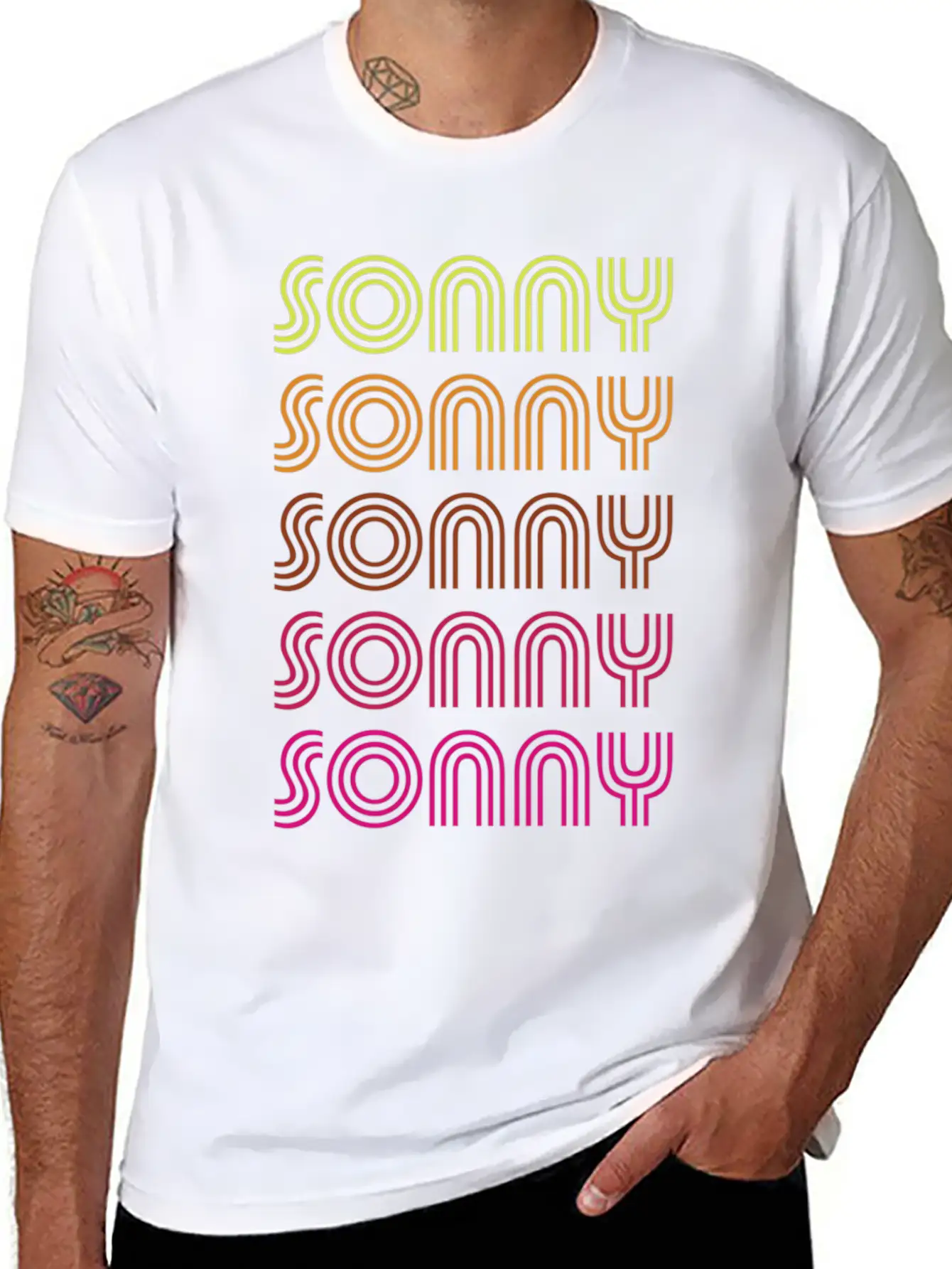 First Name Sonny Funky Disco Basic Graphic T-Shirt – Daily Comfort In Soft Cotton