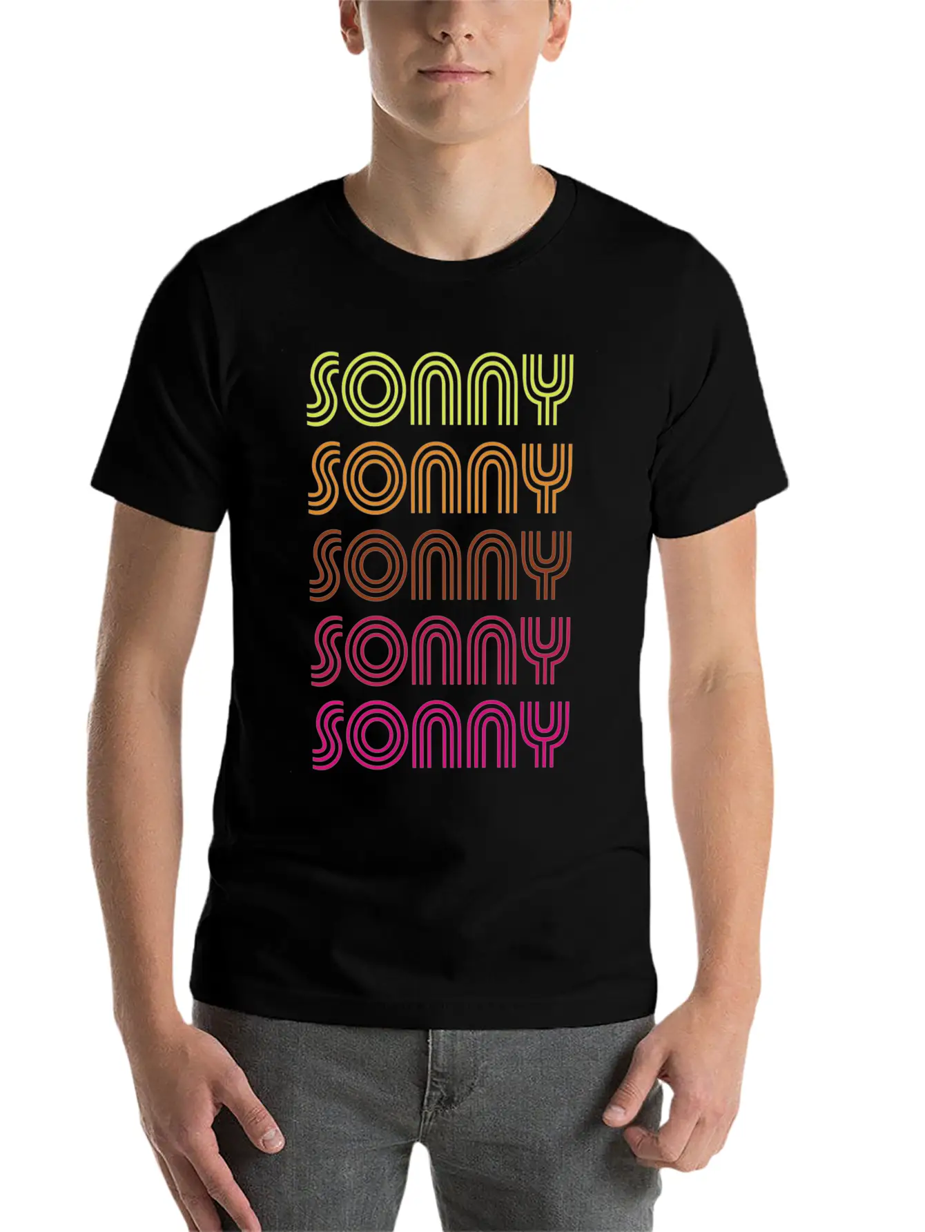 First Name Sonny Funky Disco Basic Graphic T-Shirt – Daily Comfort In Soft Cotton
