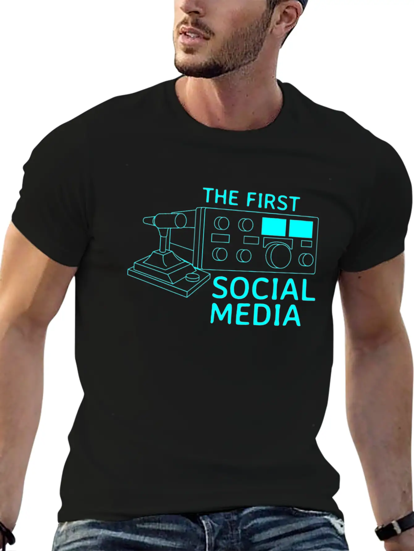 First Social Media Radio Amateur Breathable Graphic T-Shirt – Perfect For Casual Days