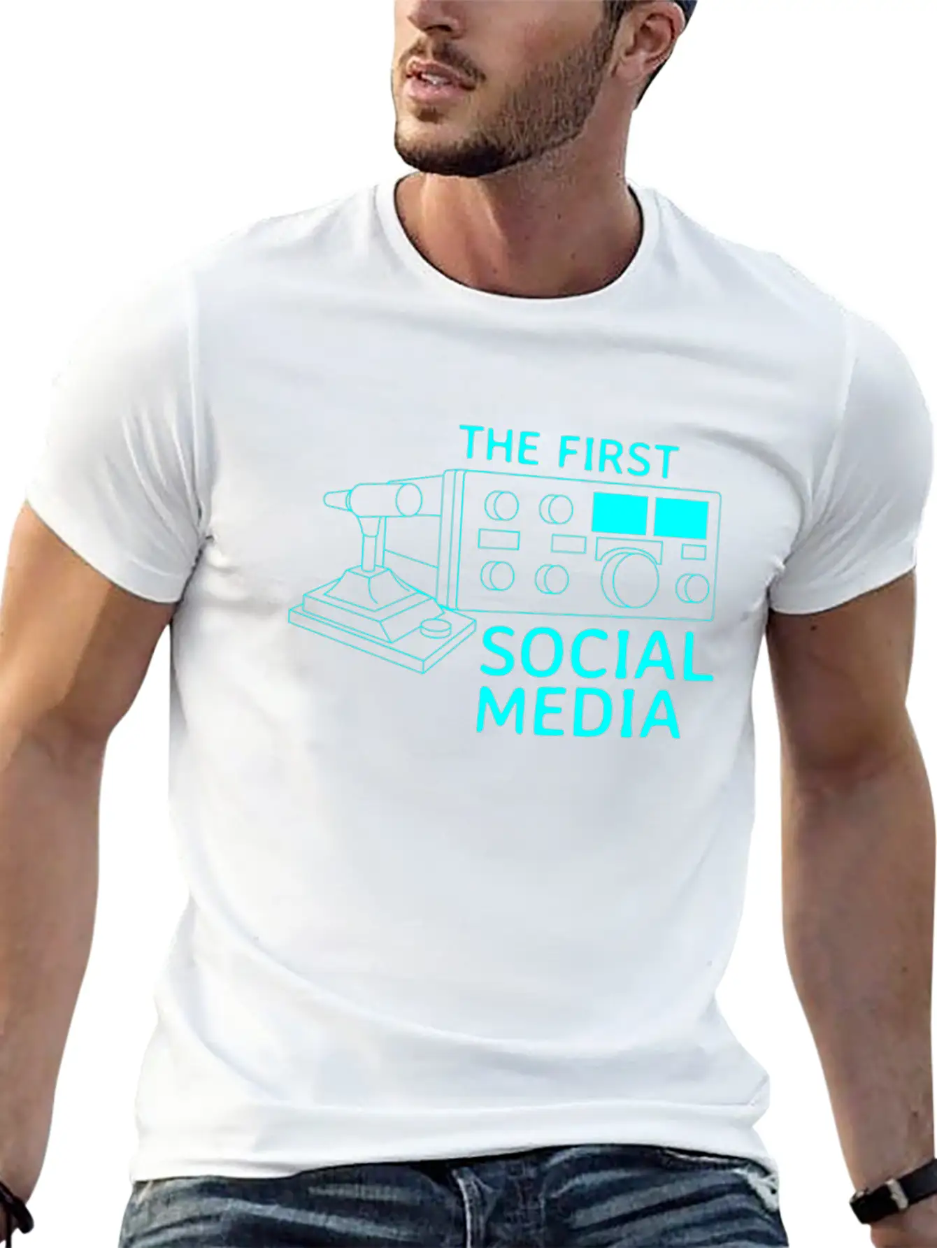 First Social Media Radio Amateur Breathable Graphic T-Shirt – Perfect For Casual Days