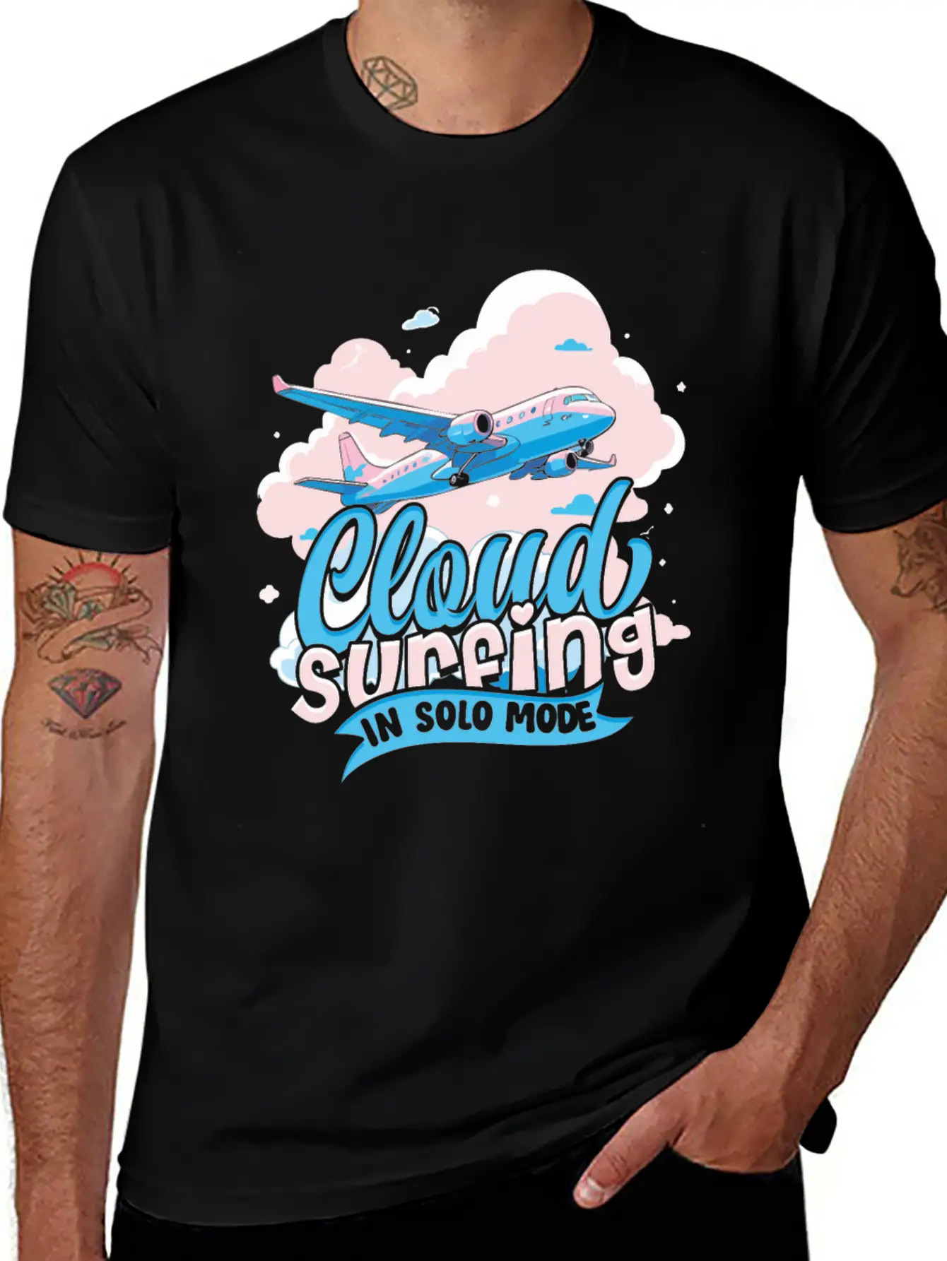 First Solo Flight Pilot Cloud Surfing In Solo Mode Relaxed Everyday Tee – Lightweight And Durable Cotton
