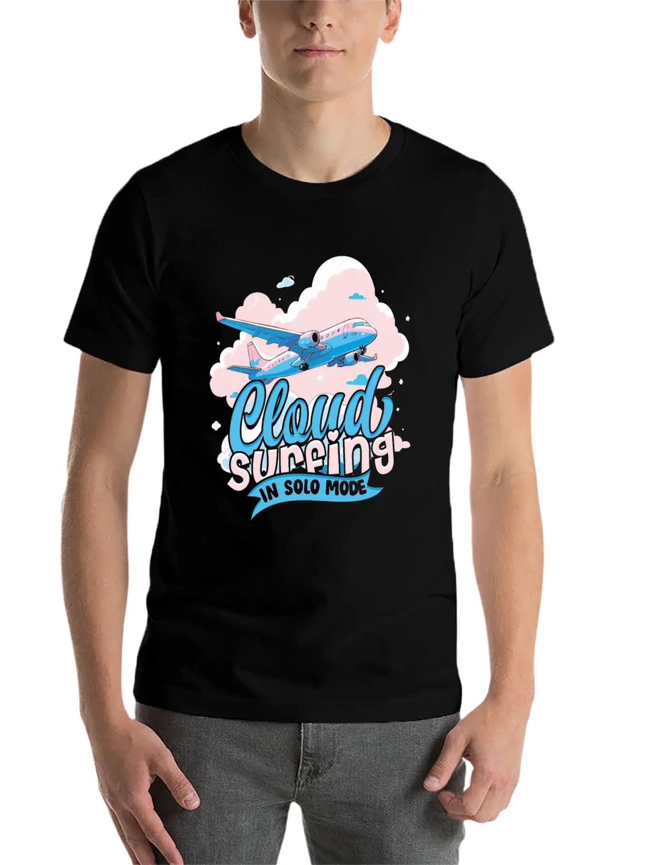 First Solo Flight Pilot Cloud Surfing In Solo Mode Relaxed Everyday Tee – Lightweight And Durable Cotton