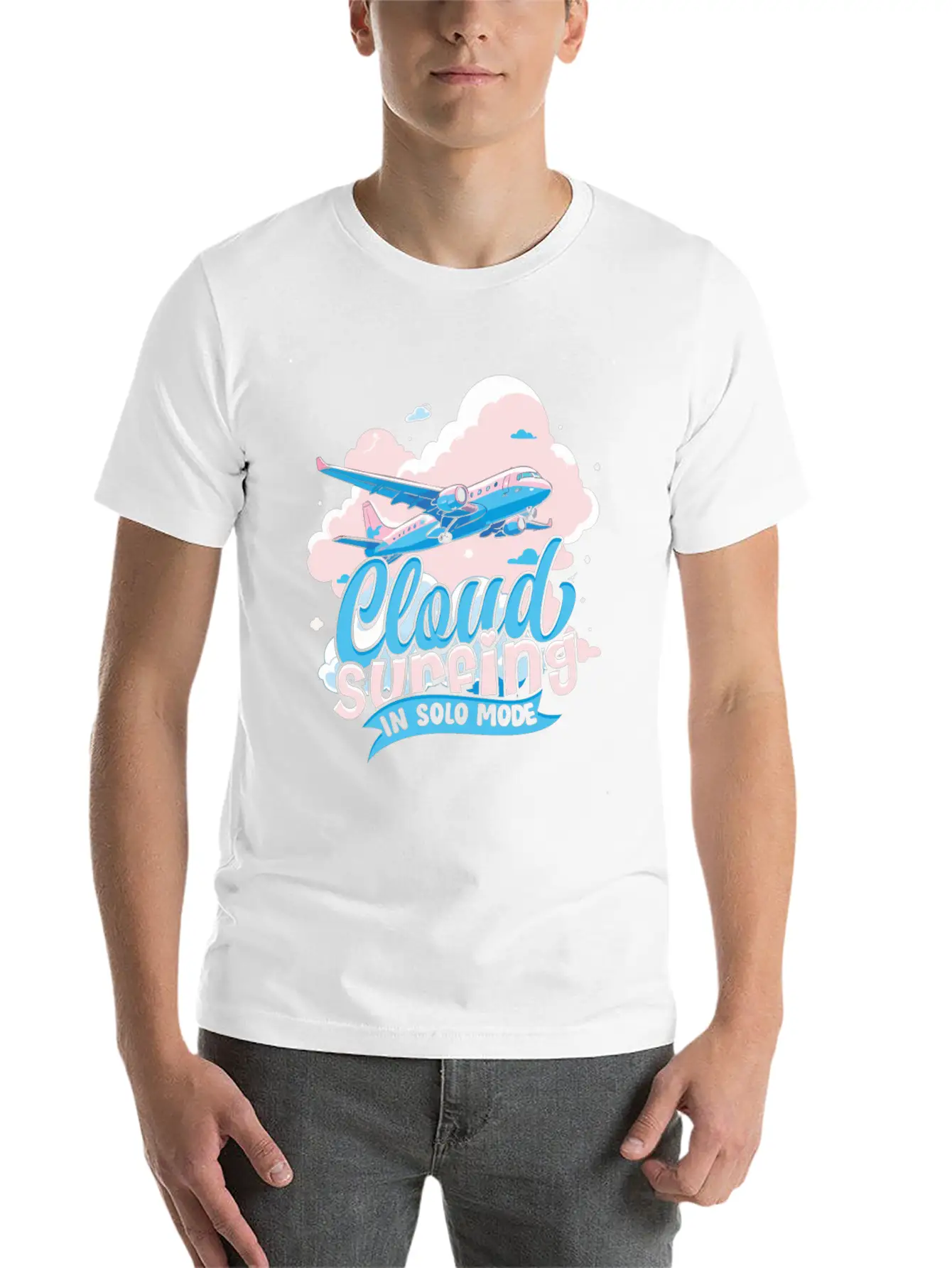 First Solo Flight Pilot Cloud Surfing In Solo Mode Relaxed Everyday Tee – Lightweight And Durable Cotton
