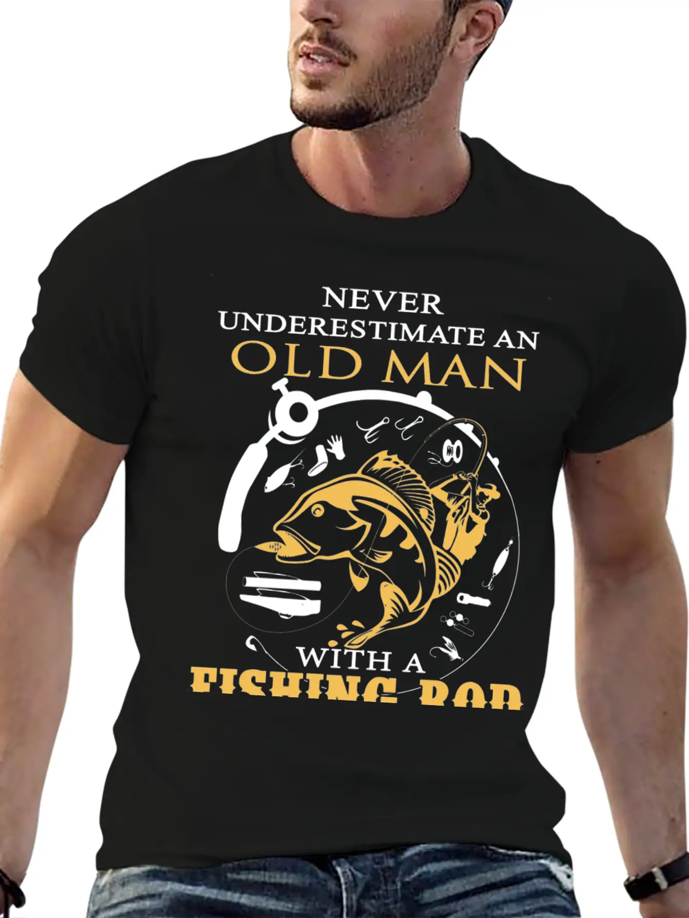 Fishing - An Old Man With A Fishing Rod Classic Cotton Tee – Unisex Comfort For Any Season