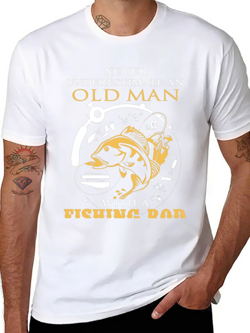 Fishing - An Old Man With A Fishing Rod Classic Cotton Tee – Unisex Comfort For Any Season