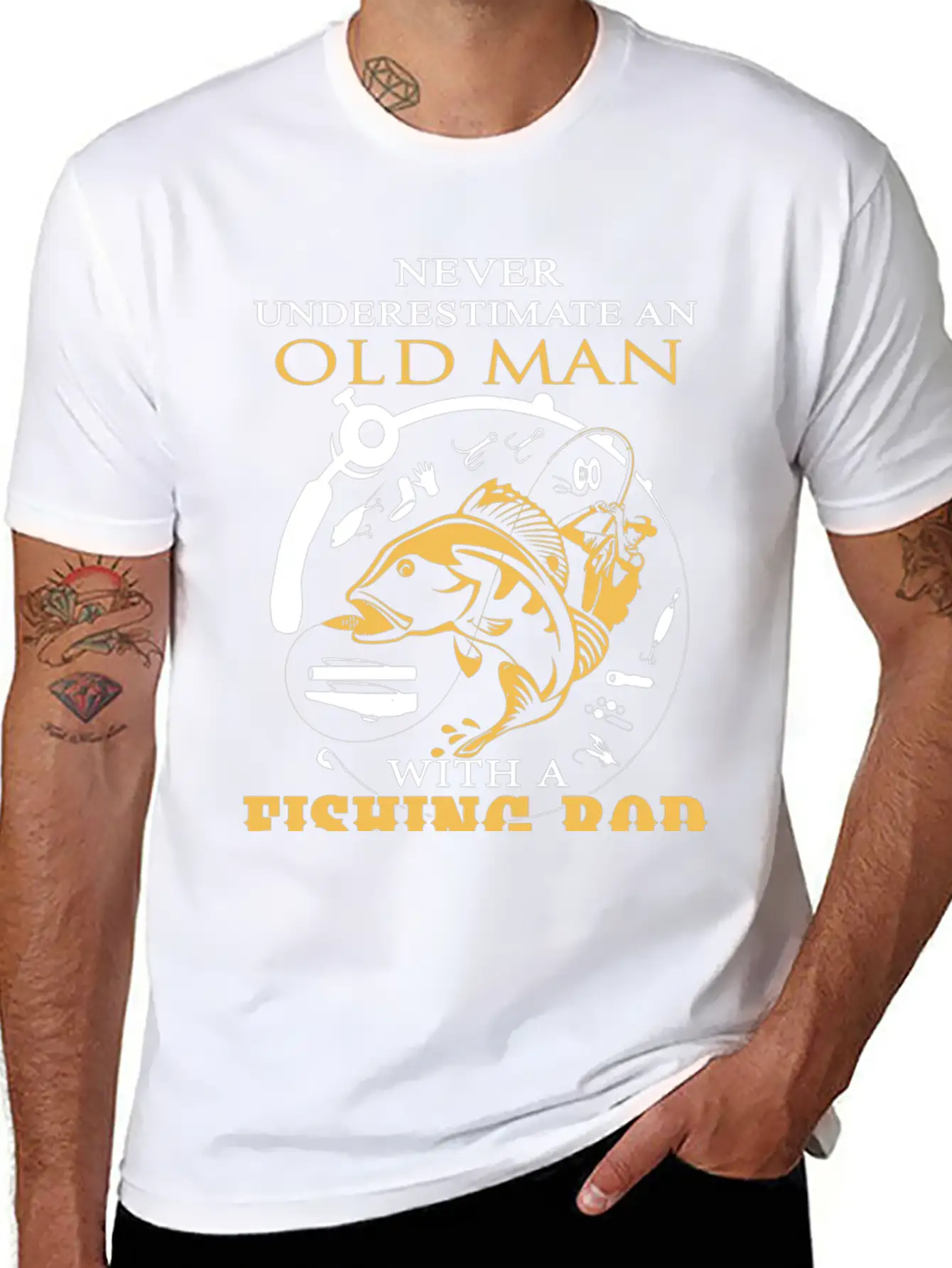 Fishing - An Old Man With A Fishing Rod Classic Cotton Tee – Unisex Comfort For Any Season