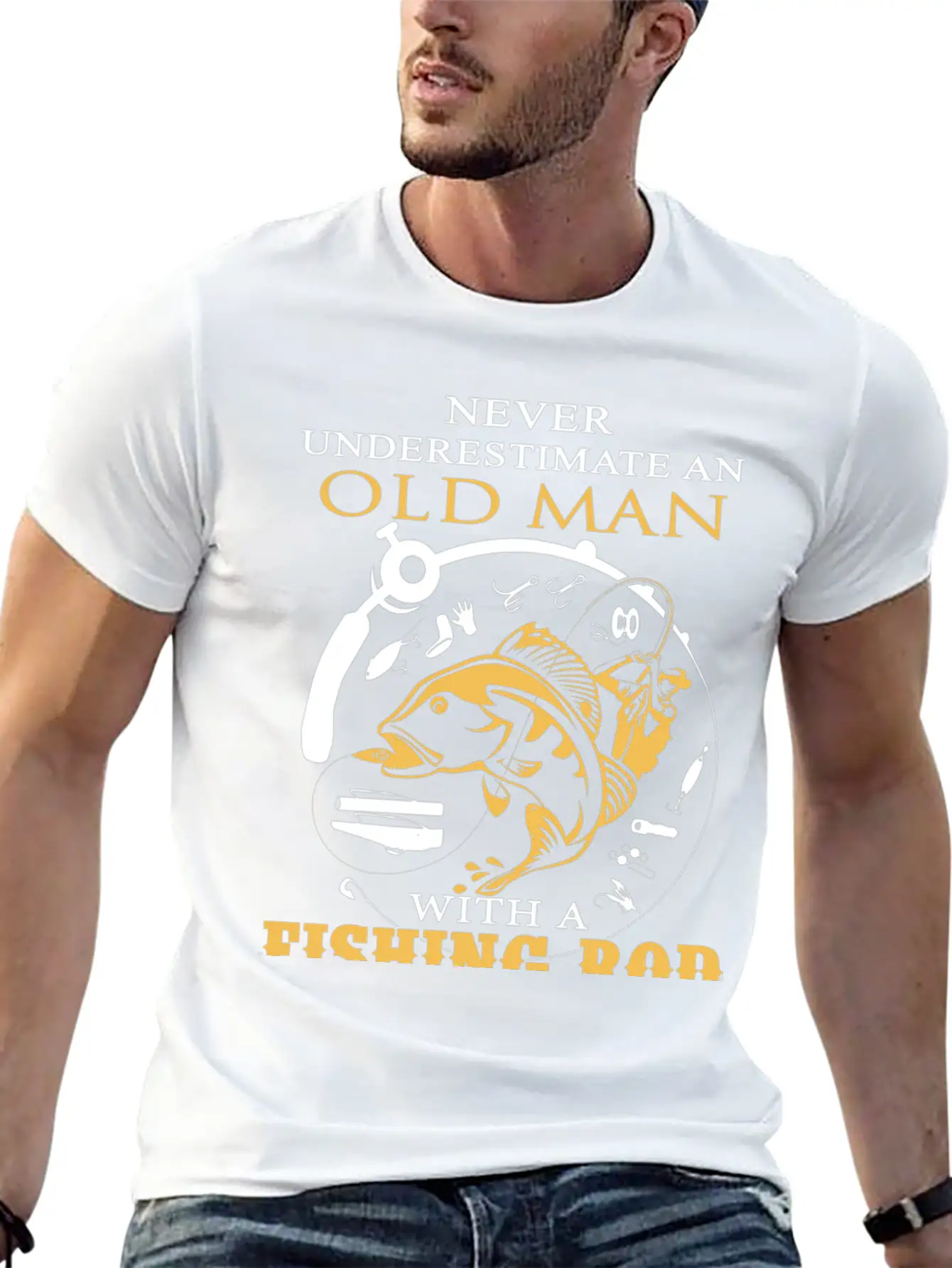 Fishing - An Old Man With A Fishing Rod Classic Cotton Tee – Unisex Comfort For Any Season