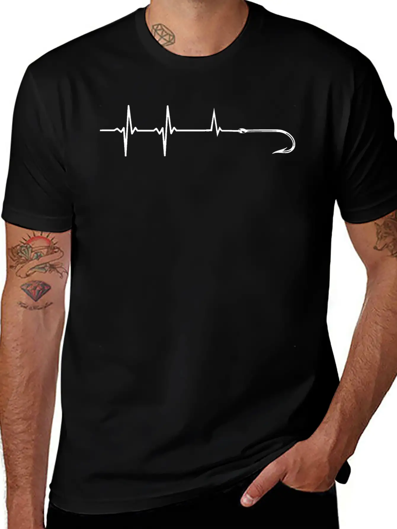 Fishing Hook Heartbeat. Fisherman Heartbeat. Funny Classic Cotton Tee – Unisex Comfort For Any Season