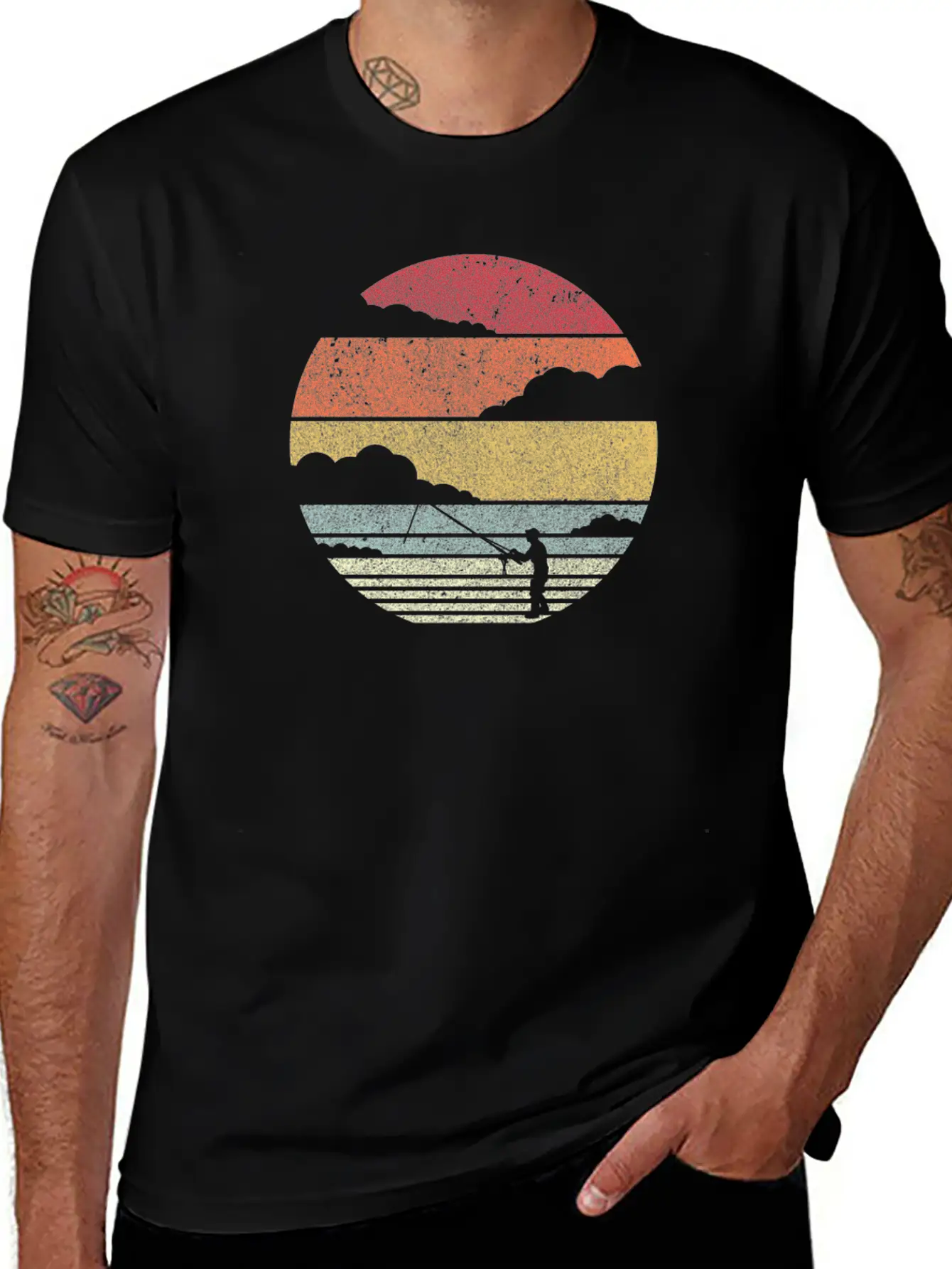 Fishing Product. Retro Style Print For Fisherman Relaxed Everyday Tee – Lightweight And Durable Cotton