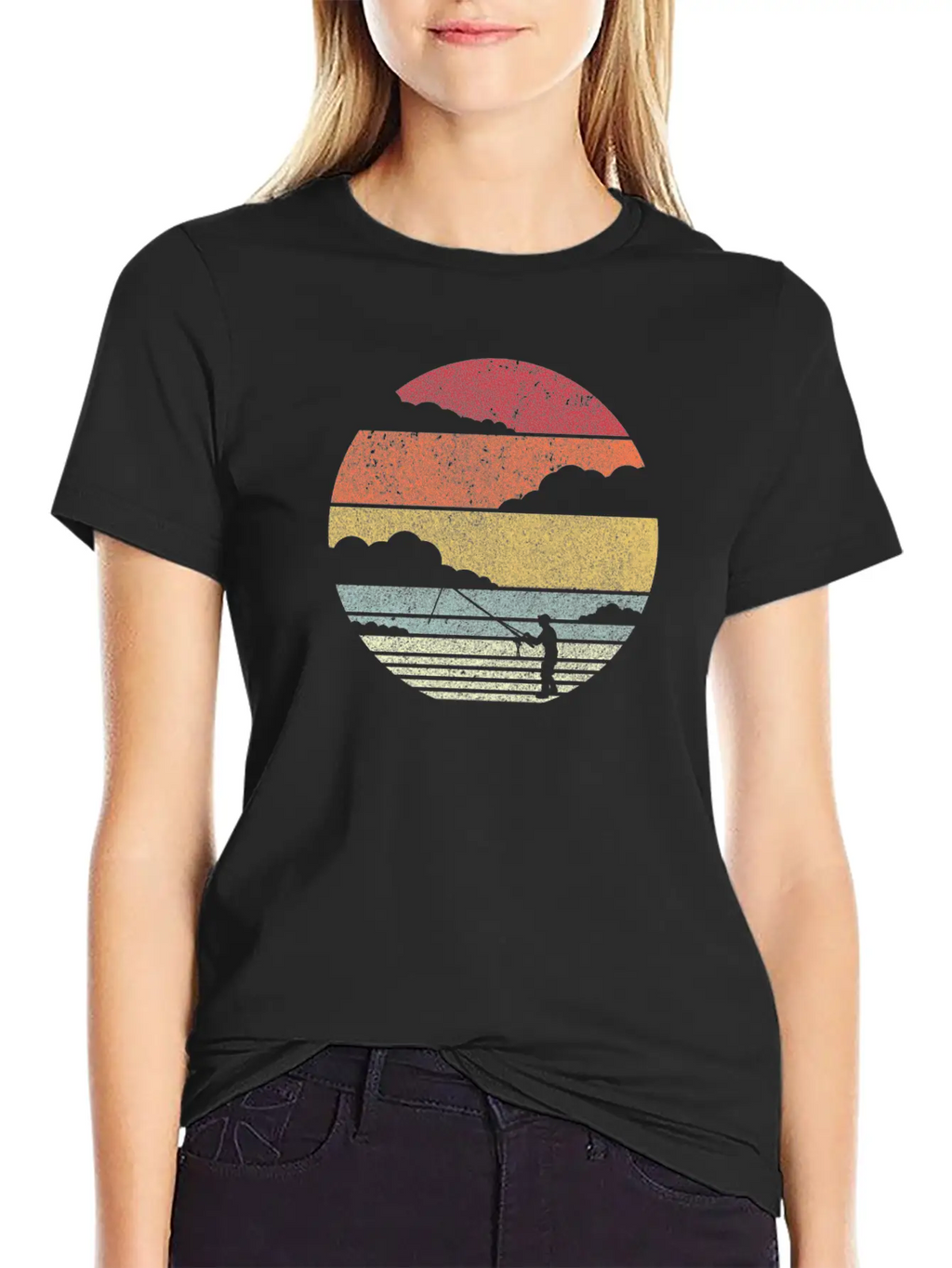 Fishing Product. Retro Style Print For Fisherman Relaxed Everyday Tee – Lightweight And Durable Cotton