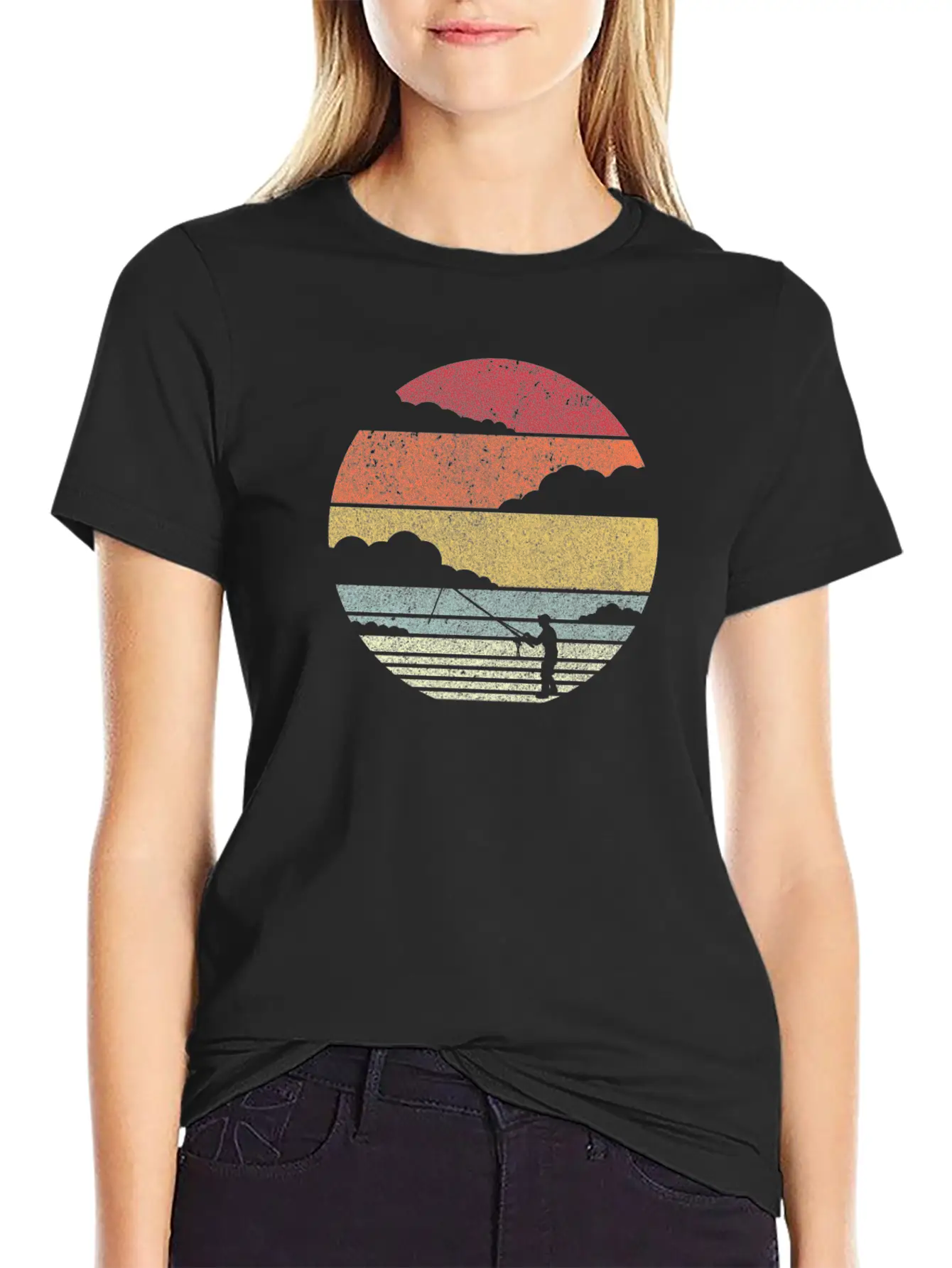 Fishing Product. Retro Style Print For Fisherman Relaxed Everyday Tee – Lightweight And Durable Cotton