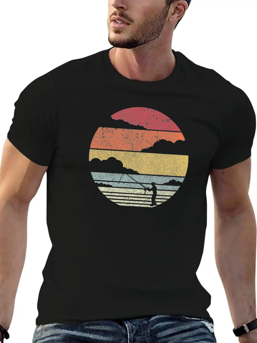 Fishing Product. Retro Style Print For Fisherman Relaxed Everyday Tee – Lightweight And Durable Cotton