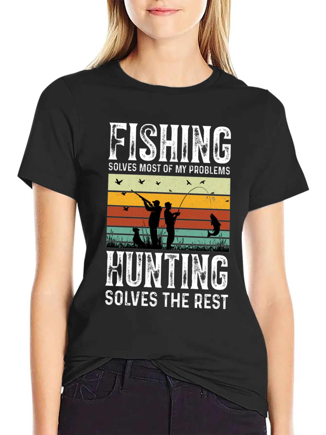 Fishing Solves Most Of My Problems Breathable Graphic T-Shirt – Perfect For Casual Days