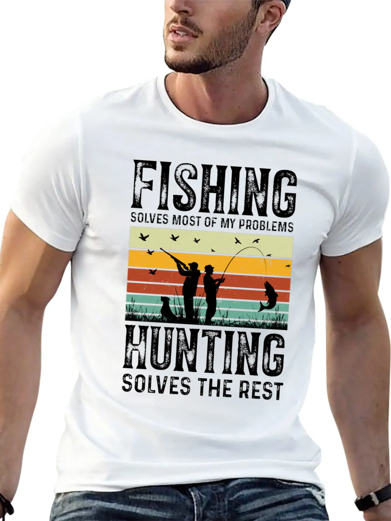 Fishing Solves Most Of My Problems Breathable Graphic T-Shirt – Perfect For Casual Days