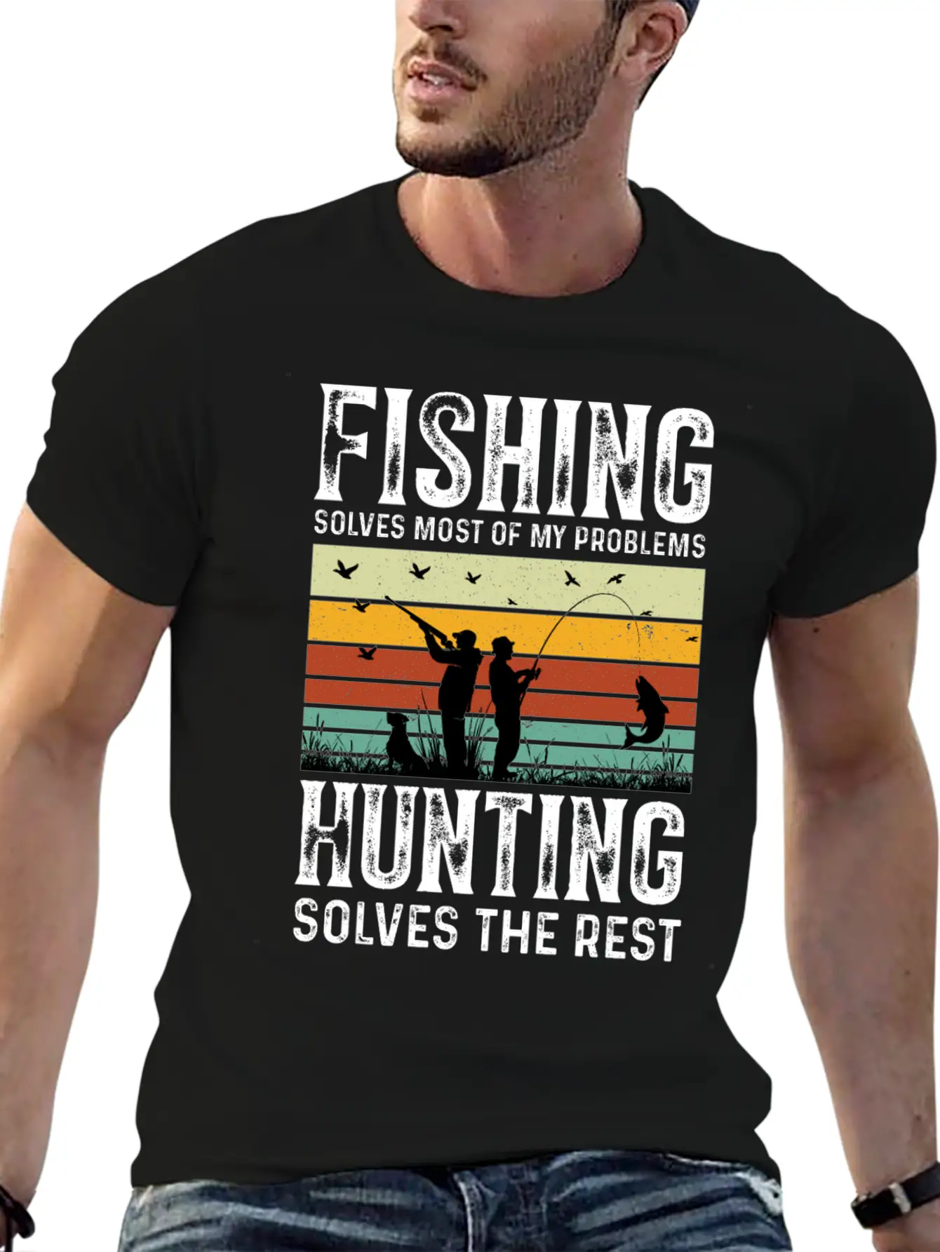 Fishing Solves Most Of My Problems Breathable Graphic T-Shirt – Perfect For Casual Days