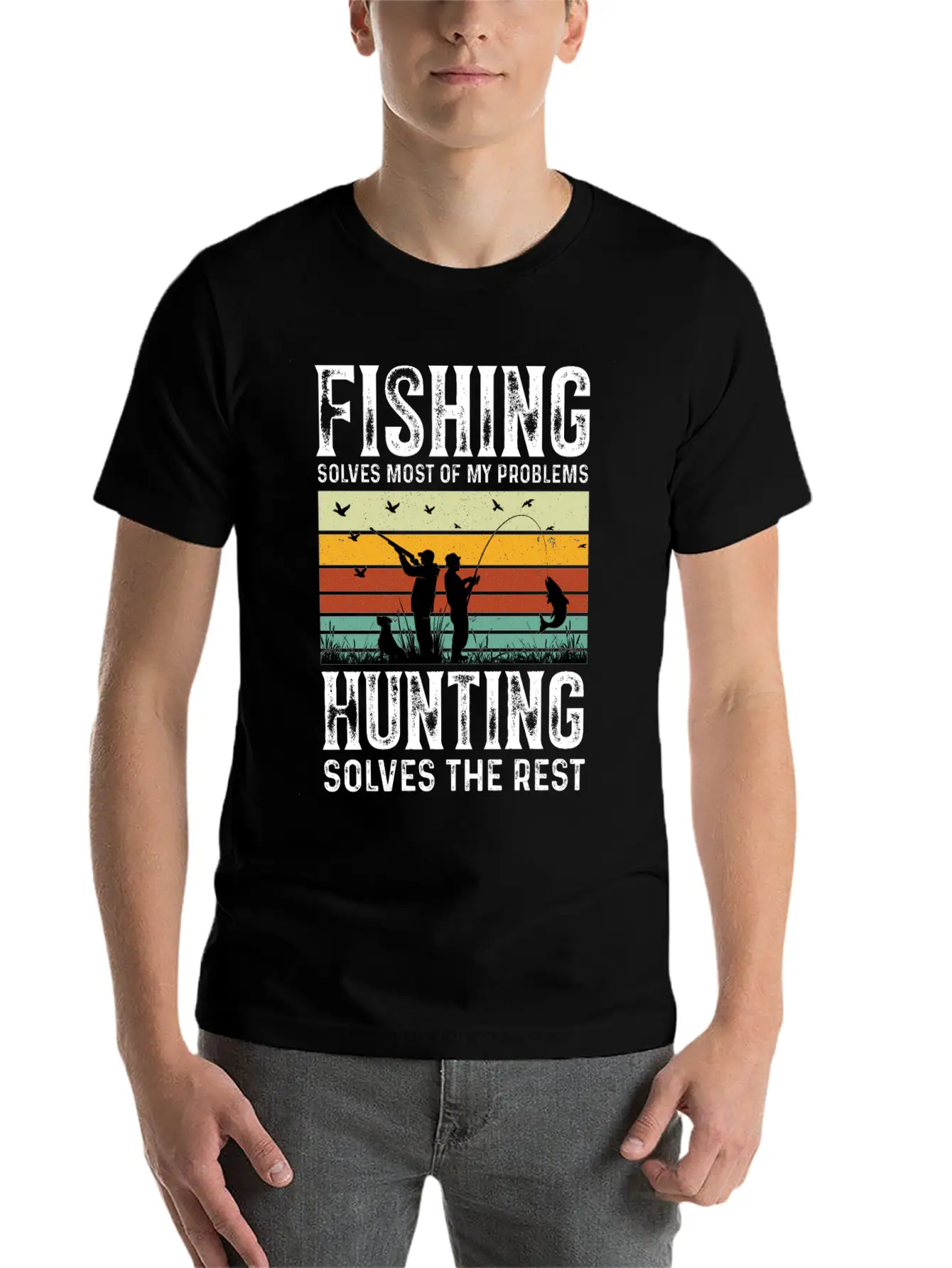 Fishing Solves Most Of My Problems Breathable Graphic T-Shirt – Perfect For Casual Days
