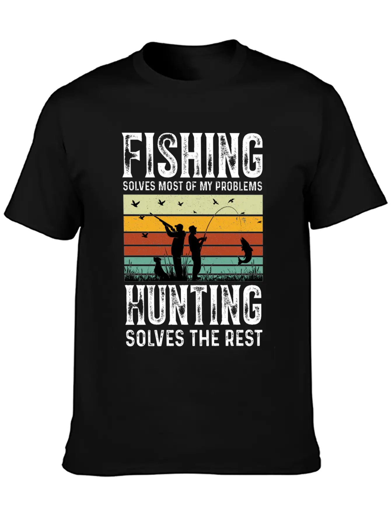 Fishing Solves Most Of My Problems Breathable Graphic T-Shirt – Perfect For Casual Days