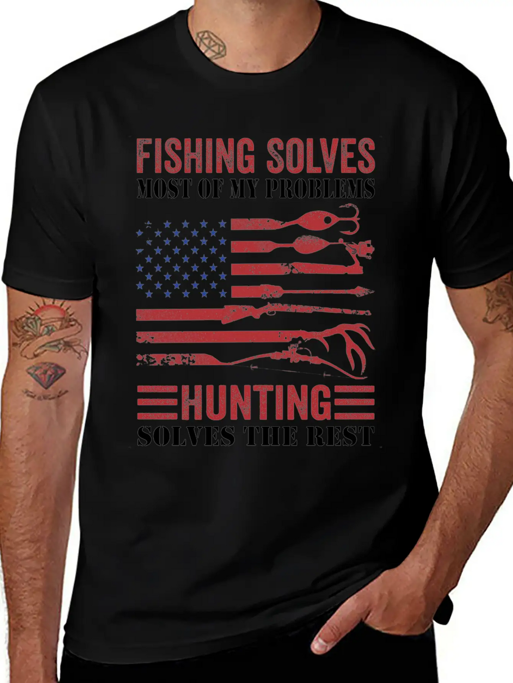Fishing Solves Most Of My Problems Hunting Solves Essential Cotton Tee For Daily Outfits – Unisex Style