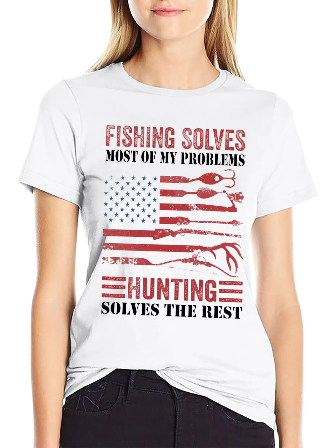 Fishing Solves Most Of My Problems Hunting Solves Essential Cotton Tee For Daily Outfits – Unisex Style