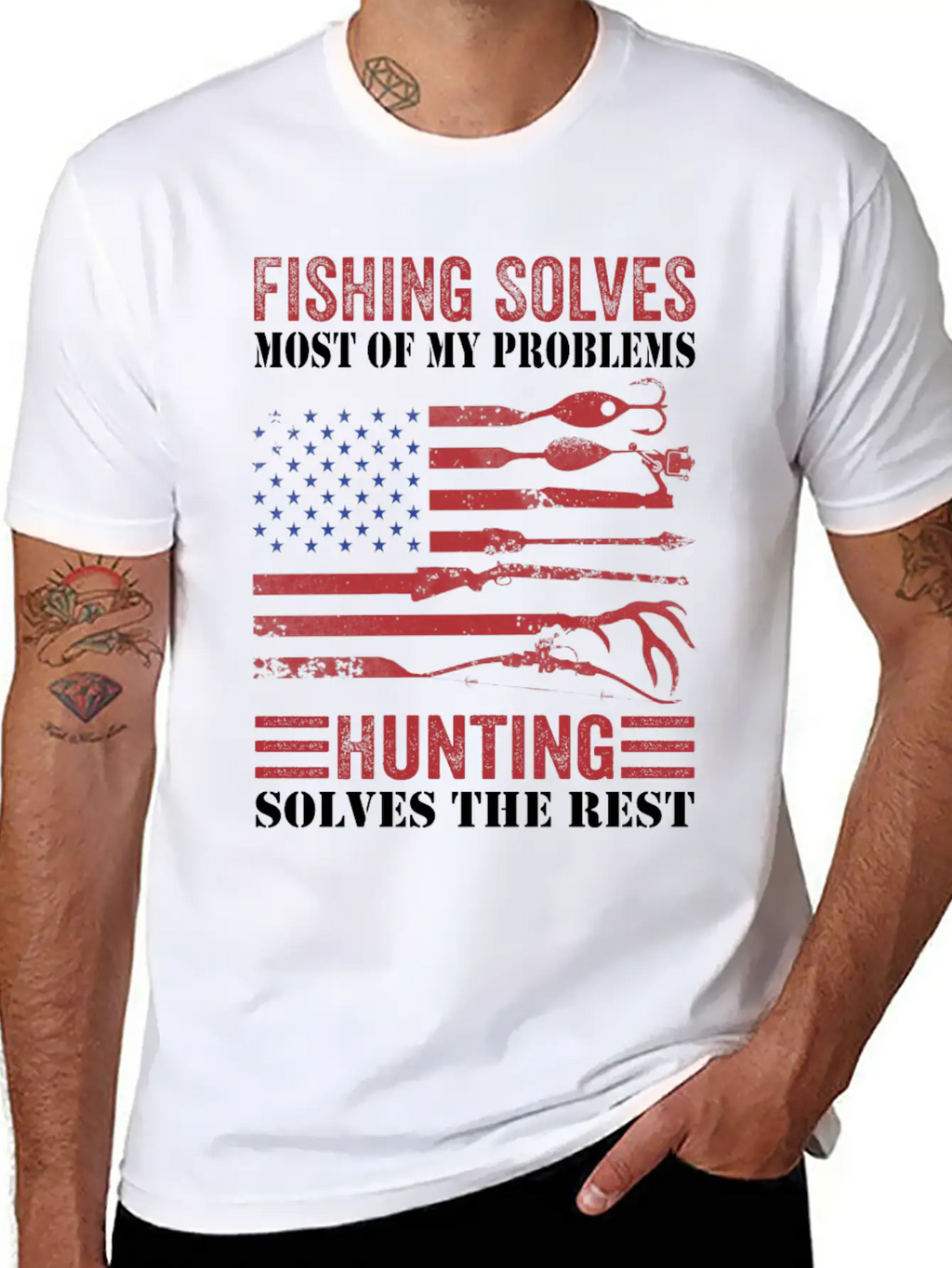 Fishing Solves Most Of My Problems Hunting Solves Essential Cotton Tee For Daily Outfits – Unisex Style