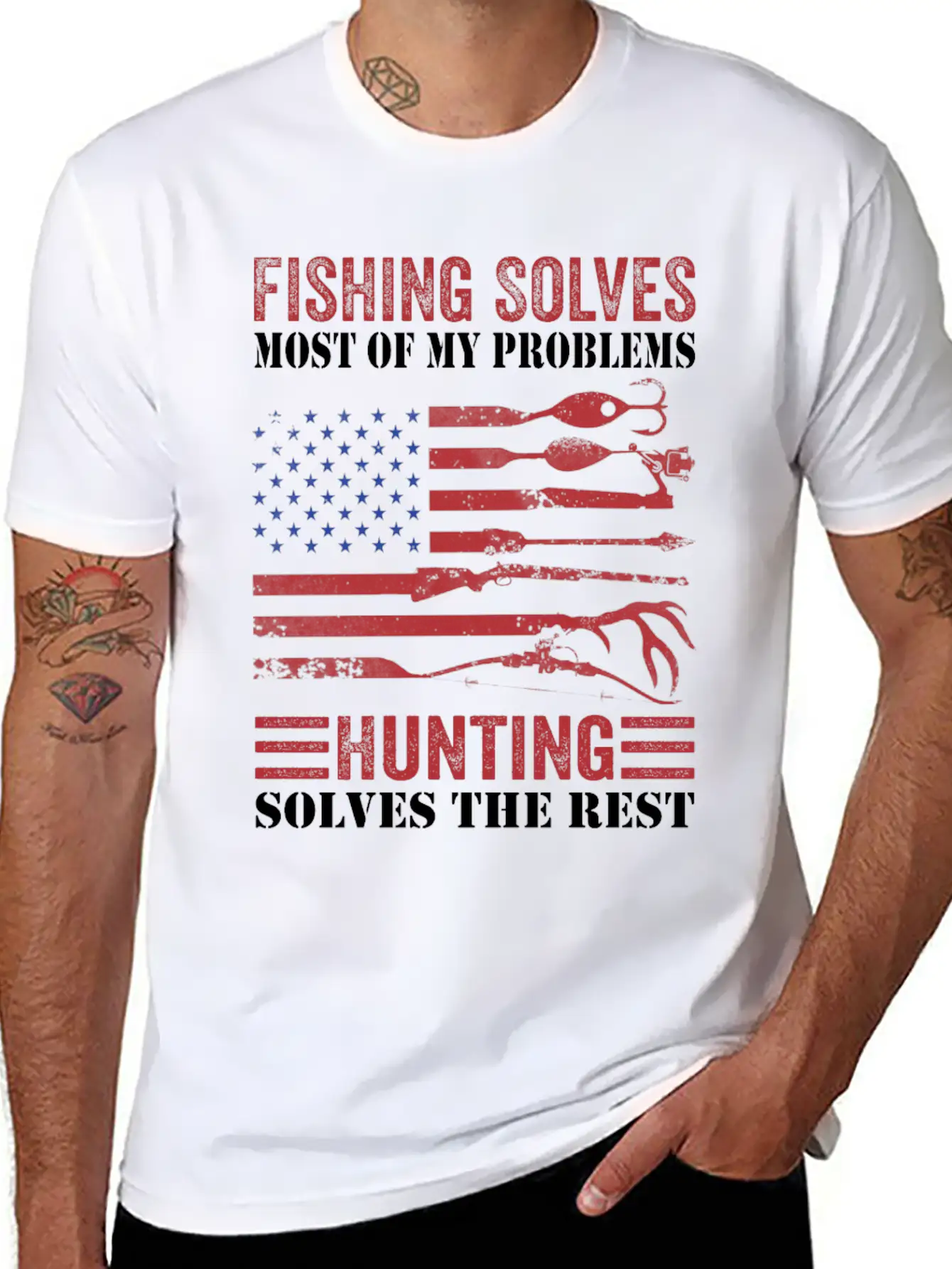 Fishing Solves Most Of My Problems Hunting Solves Essential Cotton Tee For Daily Outfits – Unisex Style