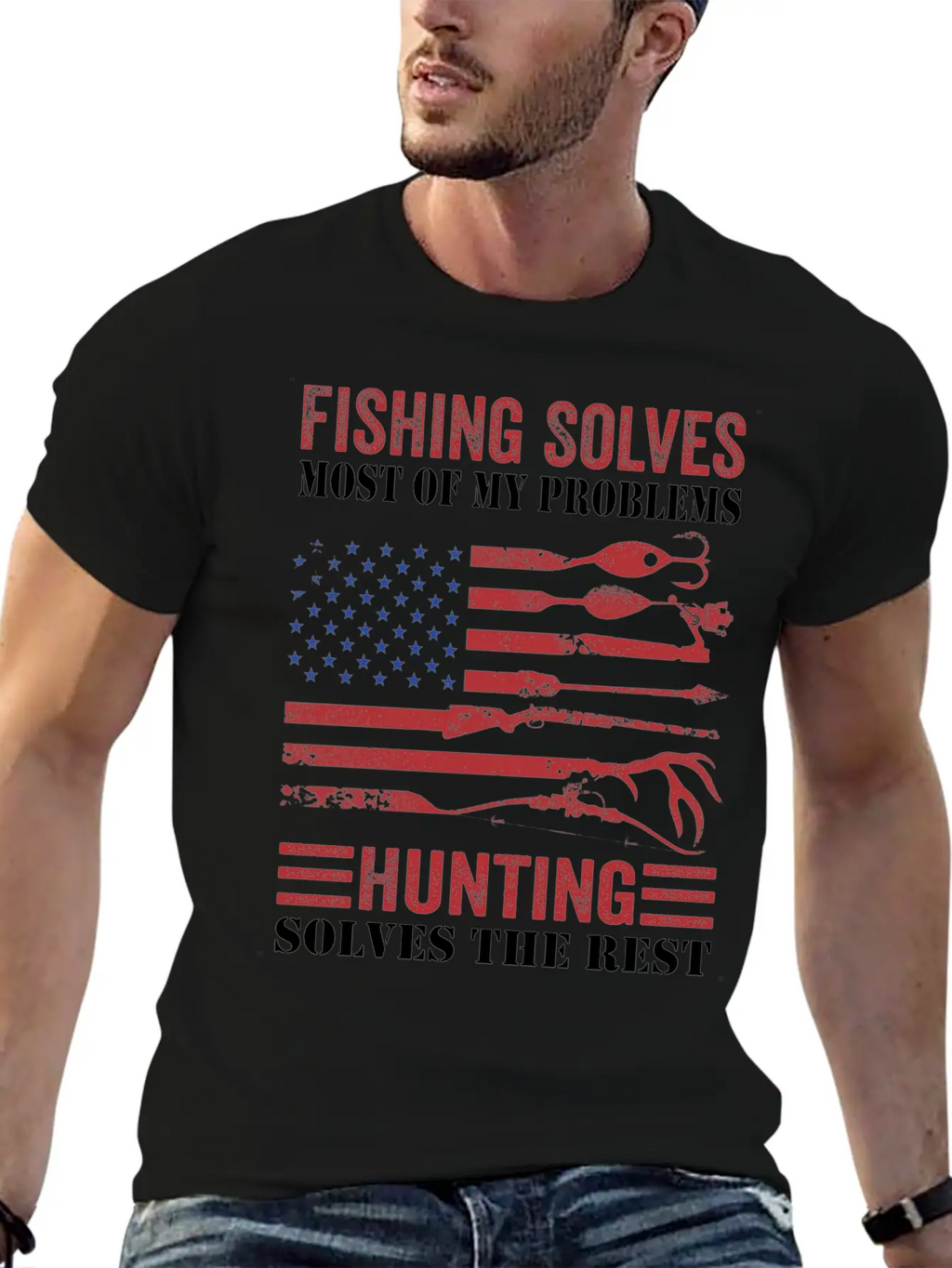 Fishing Solves Most Of My Problems Hunting Solves Essential Cotton Tee For Daily Outfits – Unisex Style
