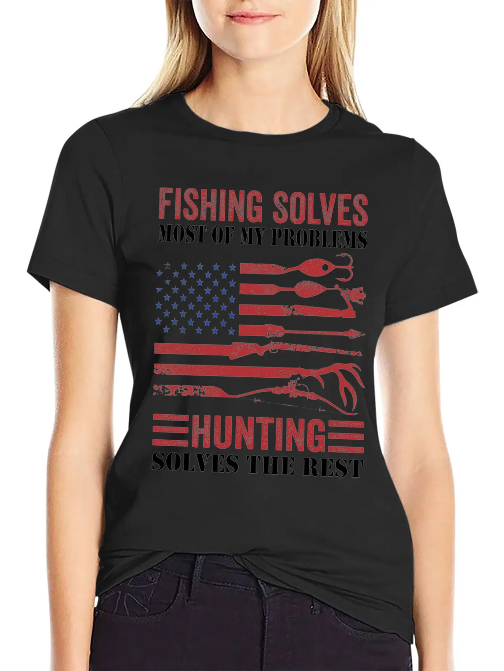 Fishing Solves Most Of My Problems Hunting Solves Essential Cotton Tee For Daily Outfits – Unisex Style