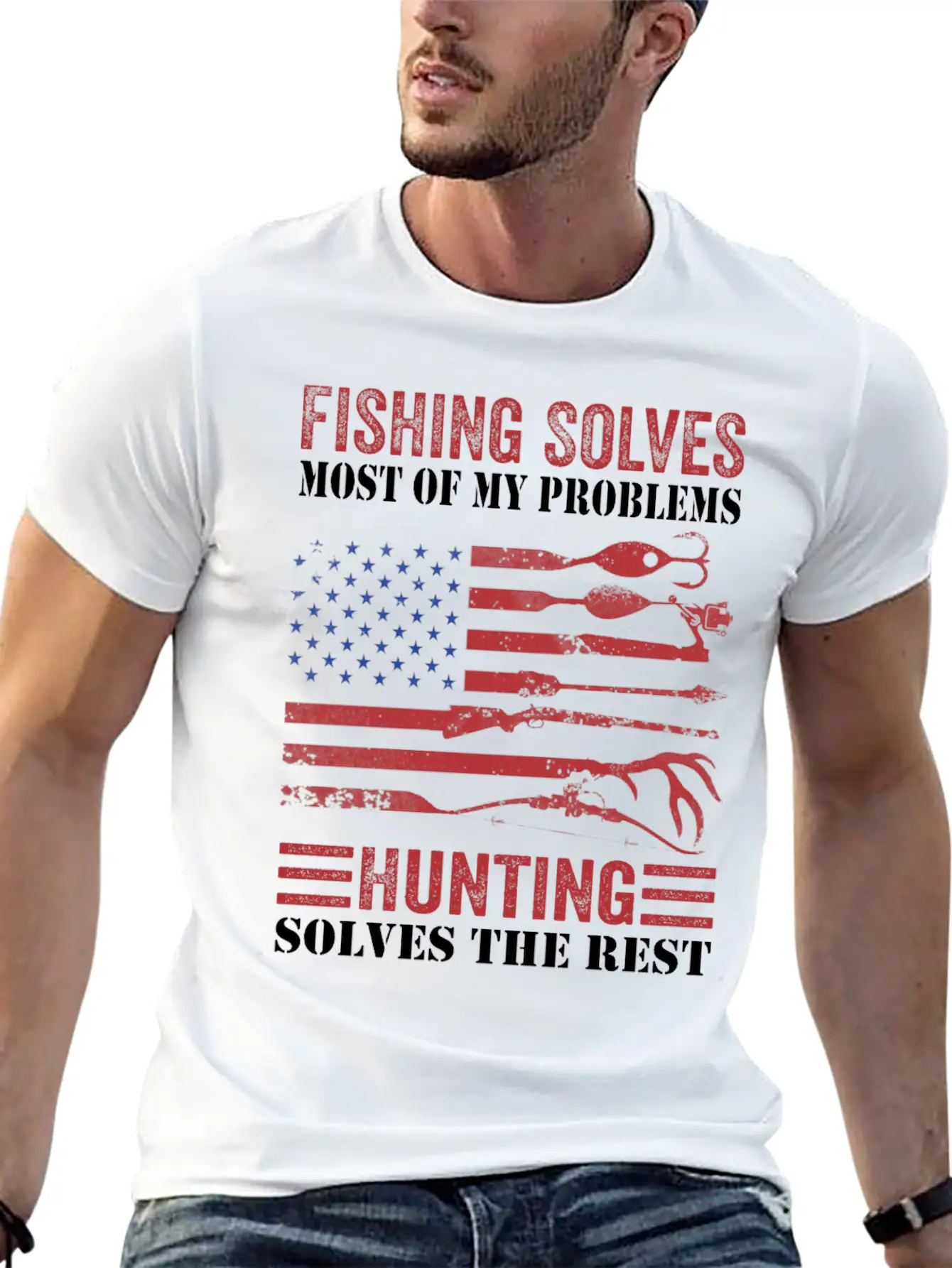 Fishing Solves Most Of My Problems Hunting Solves Essential Cotton Tee For Daily Outfits – Unisex Style