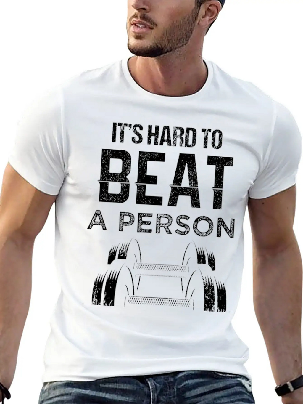 Fitness Its Hard To Beat Unisex Casual T-Shirt – Clean Design For Daily Comfort