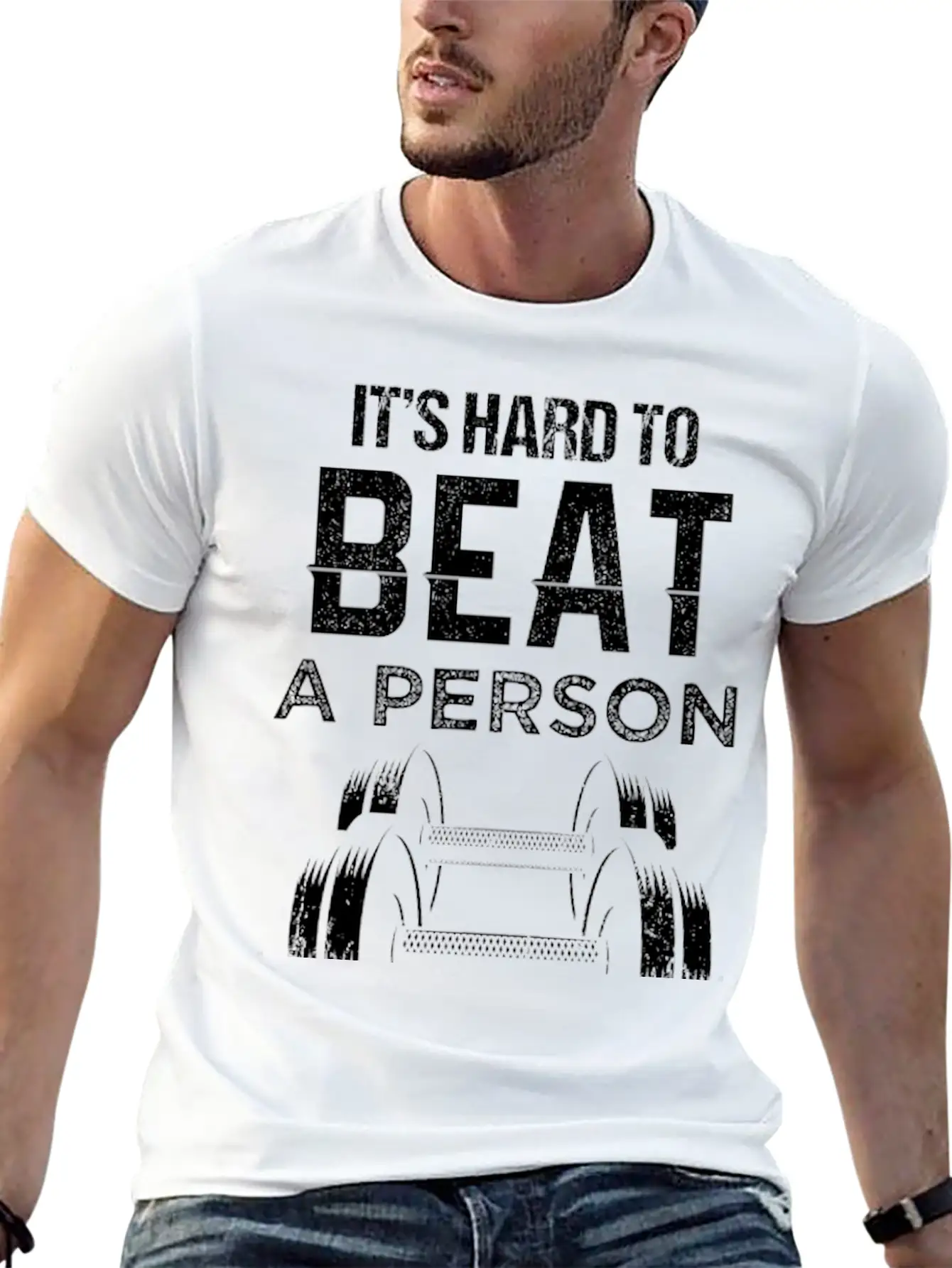 Fitness Its Hard To Beat Unisex Casual T-Shirt – Clean Design For Daily Comfort