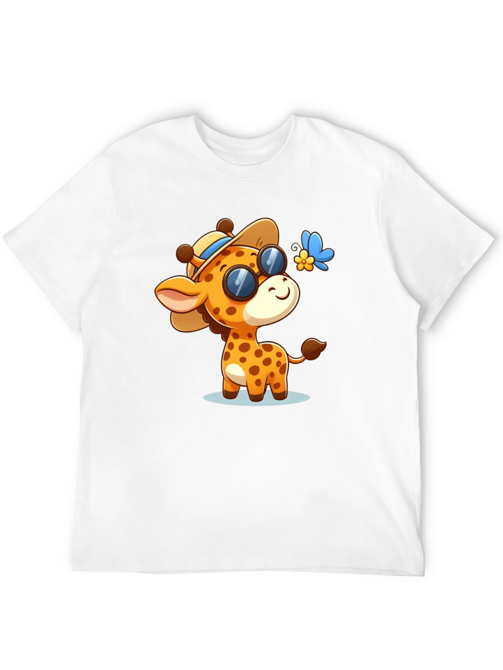Cartoon Giraffe Graphic Tee - Stylish Black Shirt