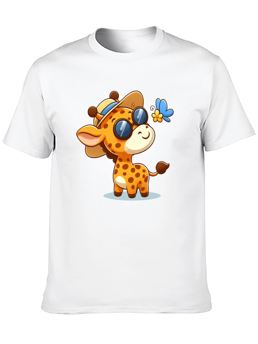Cartoon Giraffe Graphic Tee - Stylish Black Shirt