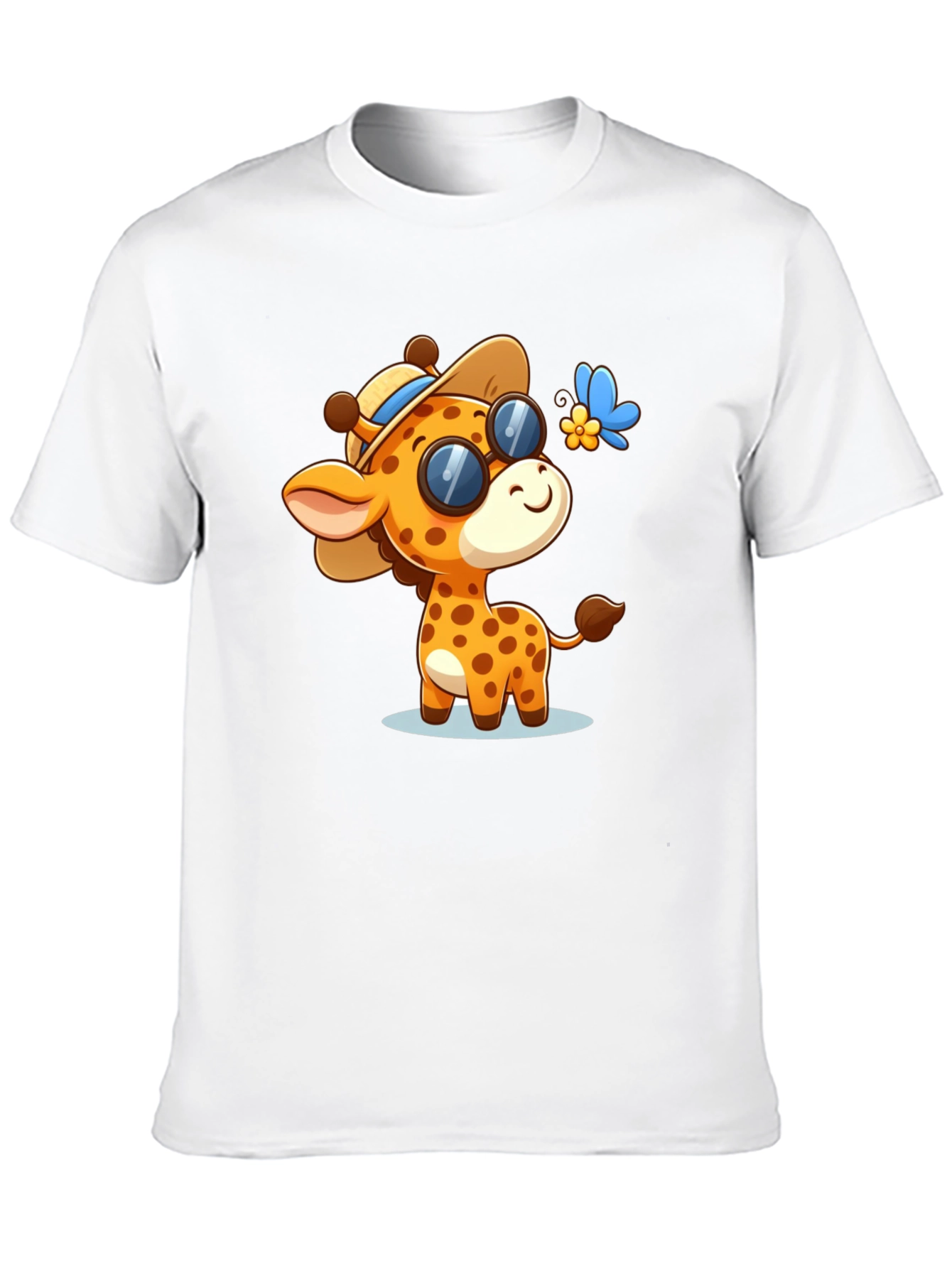 Cartoon Giraffe Graphic Tee - Stylish Black Shirt
