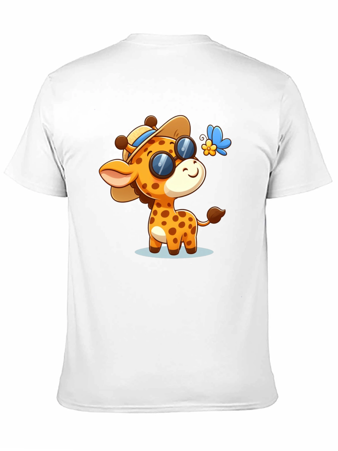 Cartoon Giraffe Graphic Tee - Stylish Black Shirt