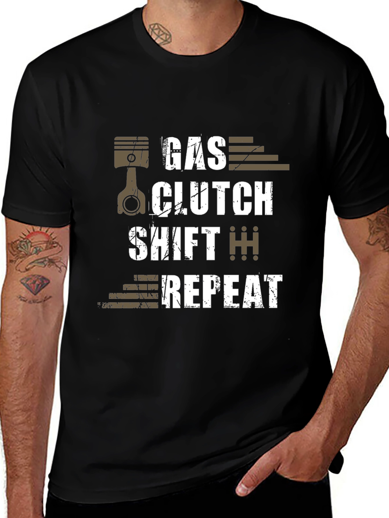 Gas Clutch Shift Repeat Graphic T-Shirt