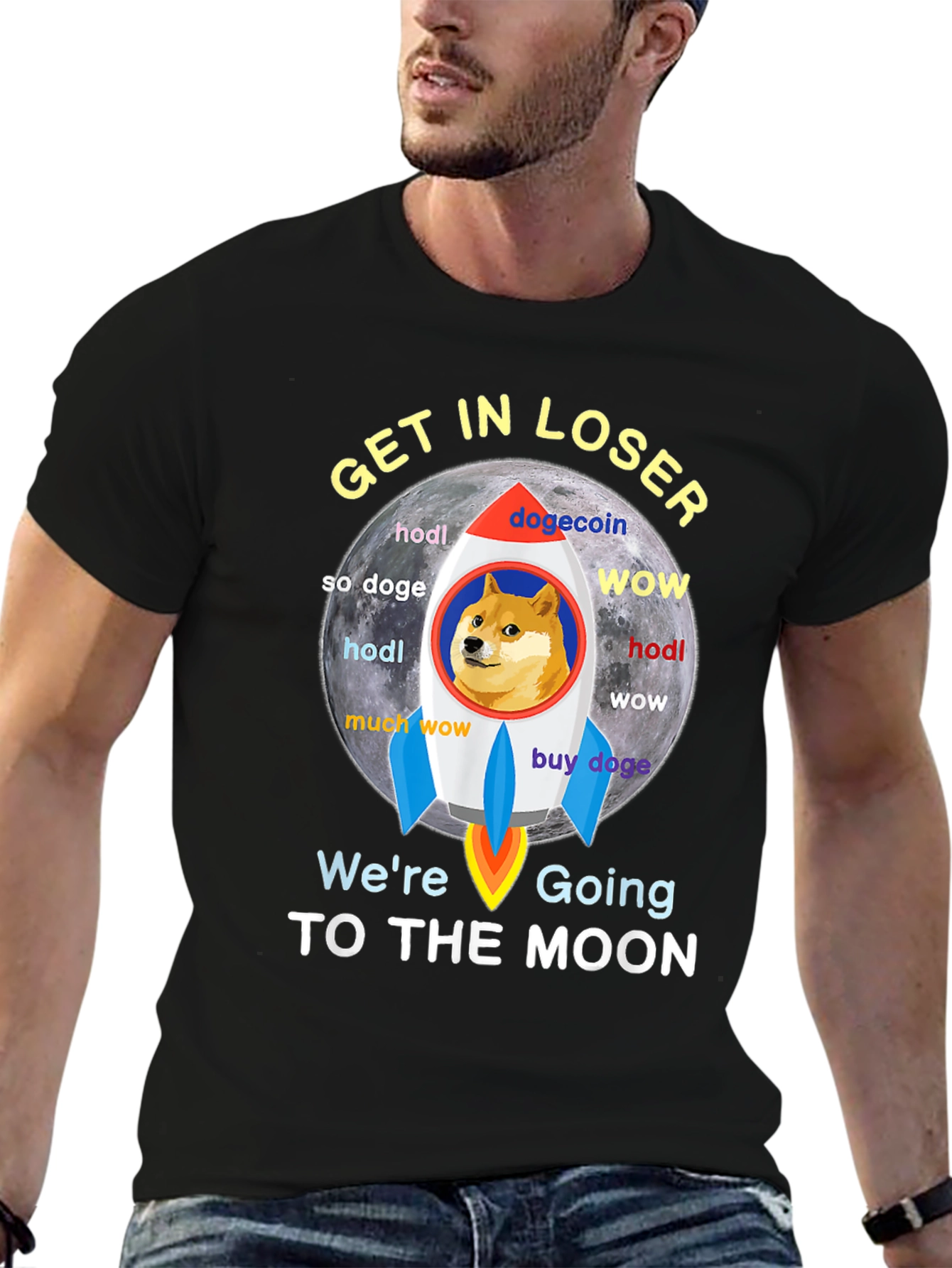 Dogecoin Rocket to the Moon T-Shirt