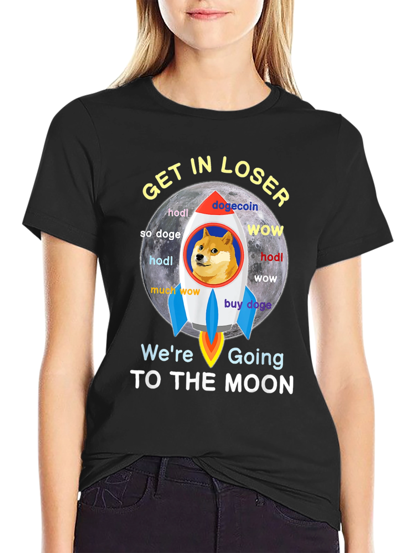 Dogecoin Rocket to the Moon T-Shirt