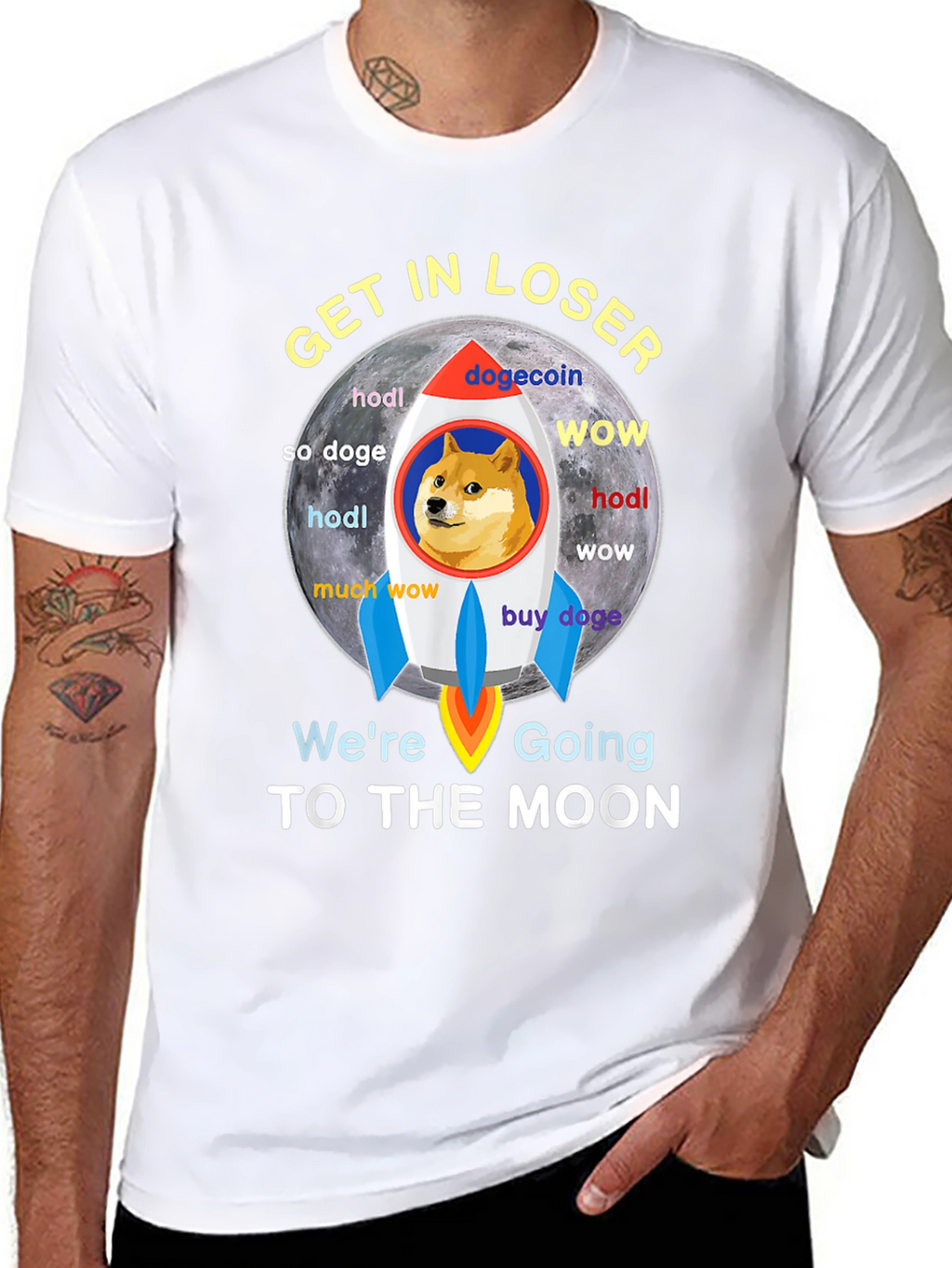 Dogecoin Rocket to the Moon T-Shirt