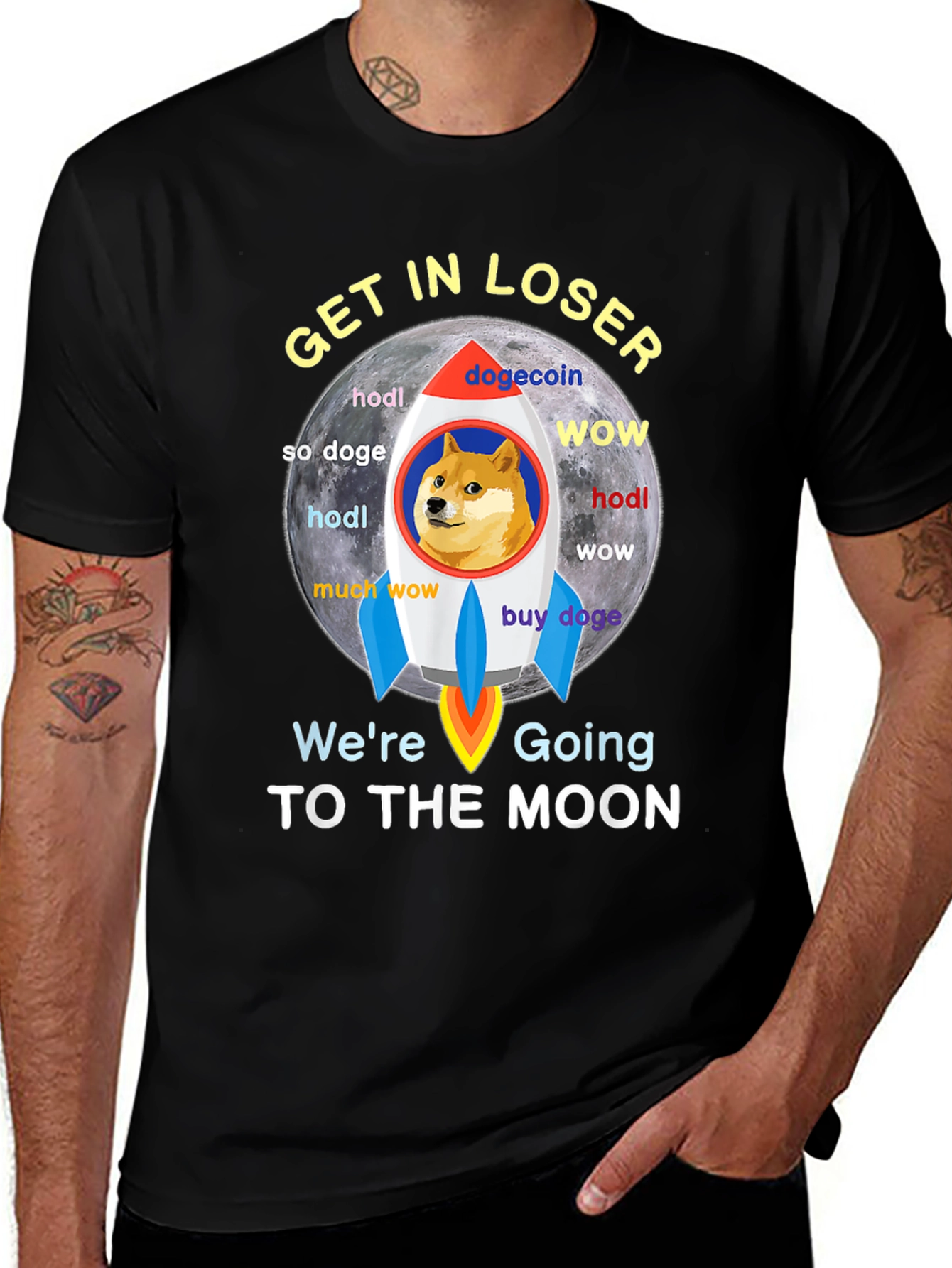 Dogecoin Rocket to the Moon T-Shirt