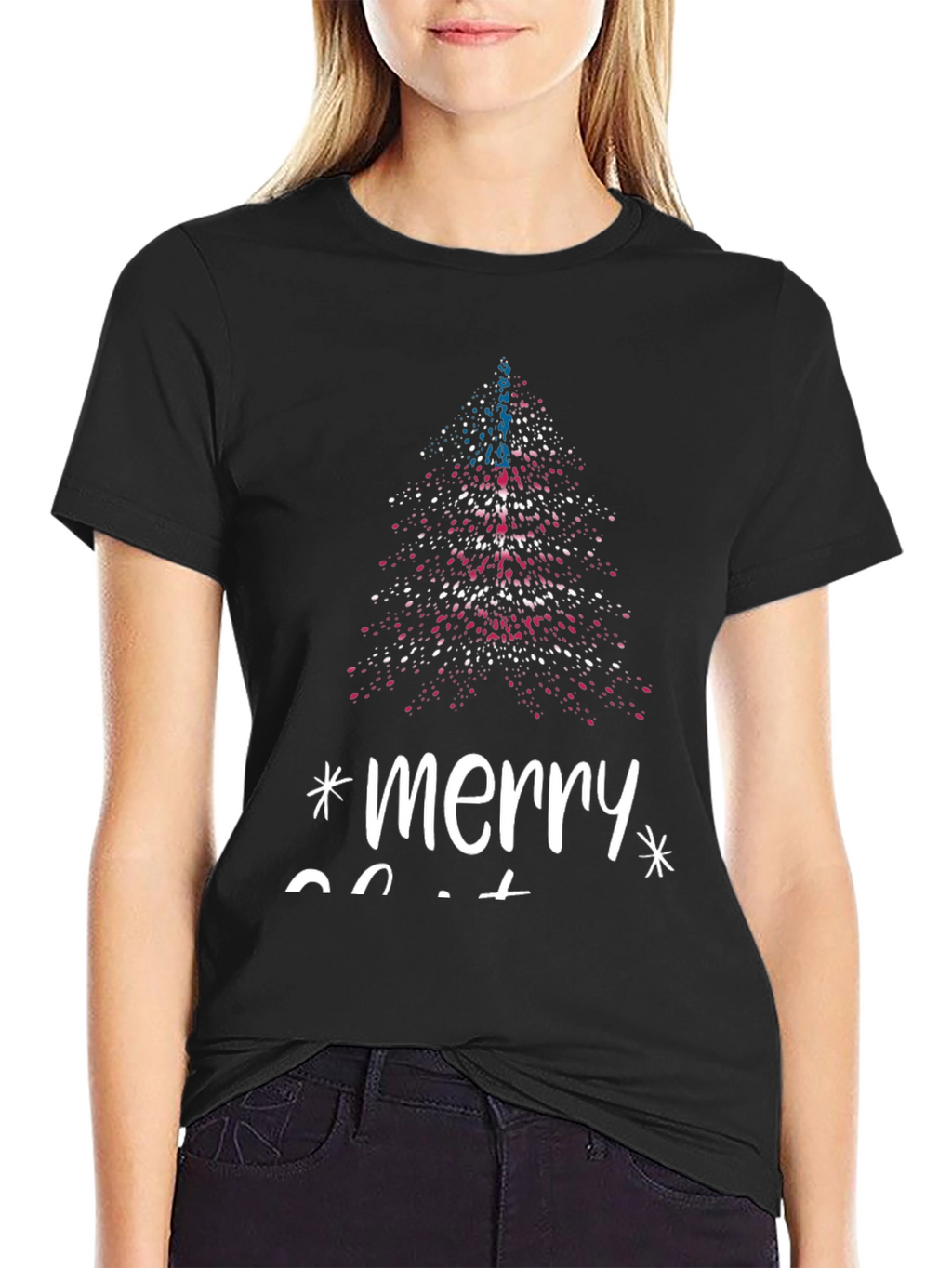 Festive Merry Christmas Tree Graphic Tee