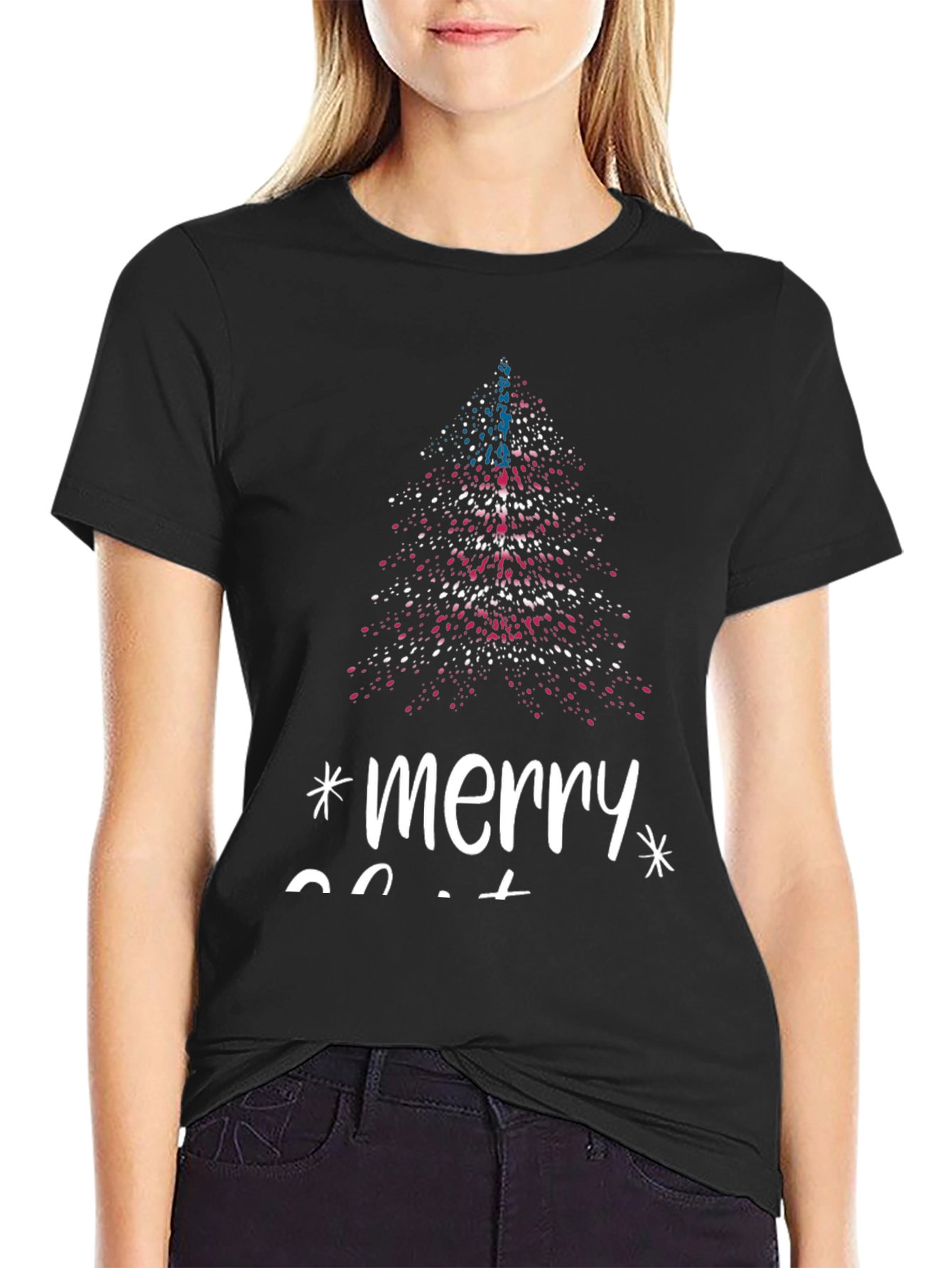 Festive Merry Christmas Tree Graphic Tee