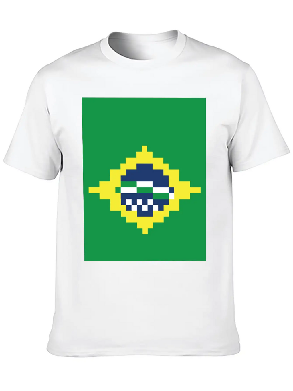 Flag Of Brazil - Post Stamp - Pixels Art Relaxed Everyday Tee – Lightweight And Durable Cotton