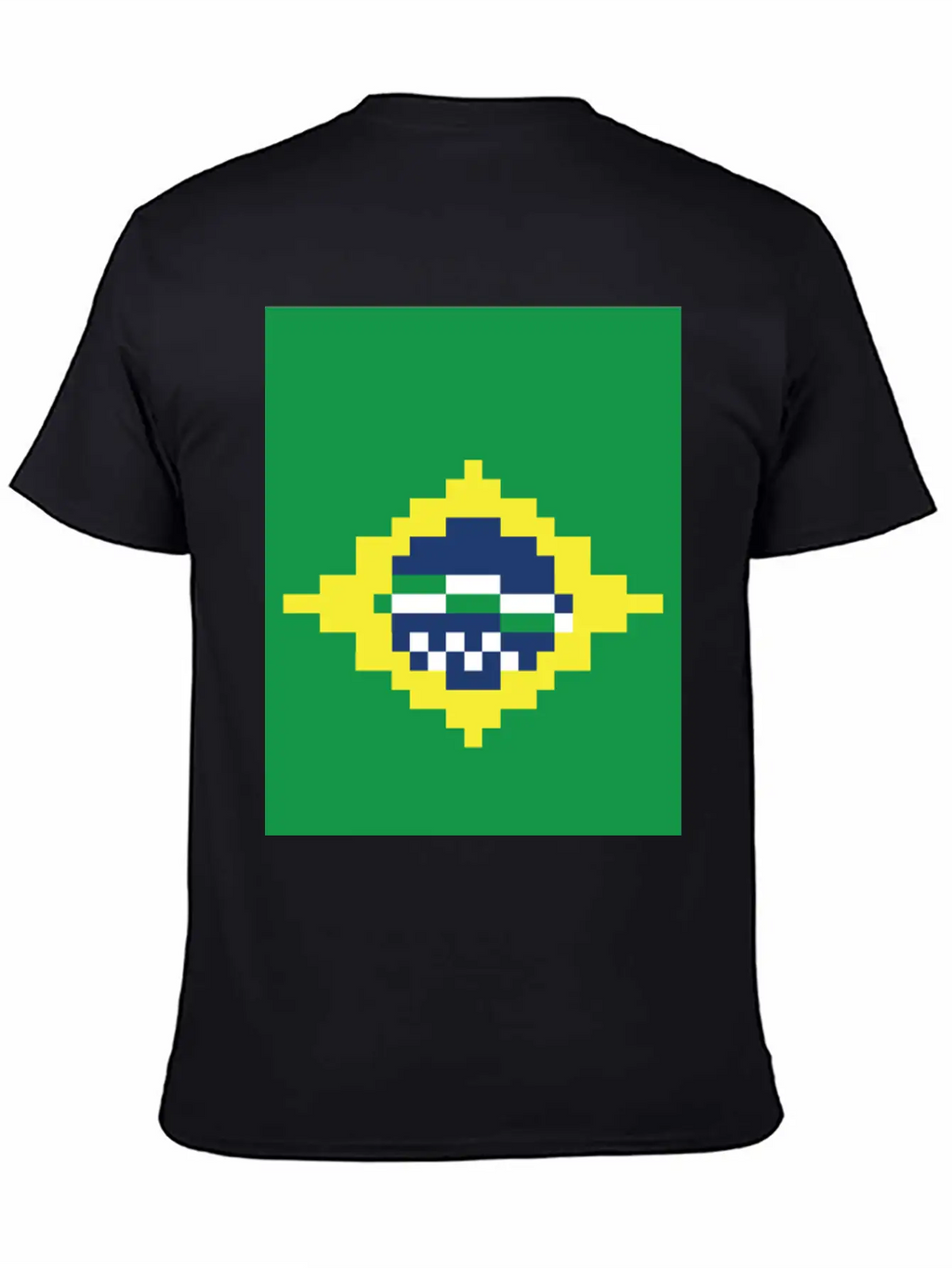 Flag Of Brazil - Post Stamp - Pixels Art Relaxed Everyday Tee – Lightweight And Durable Cotton