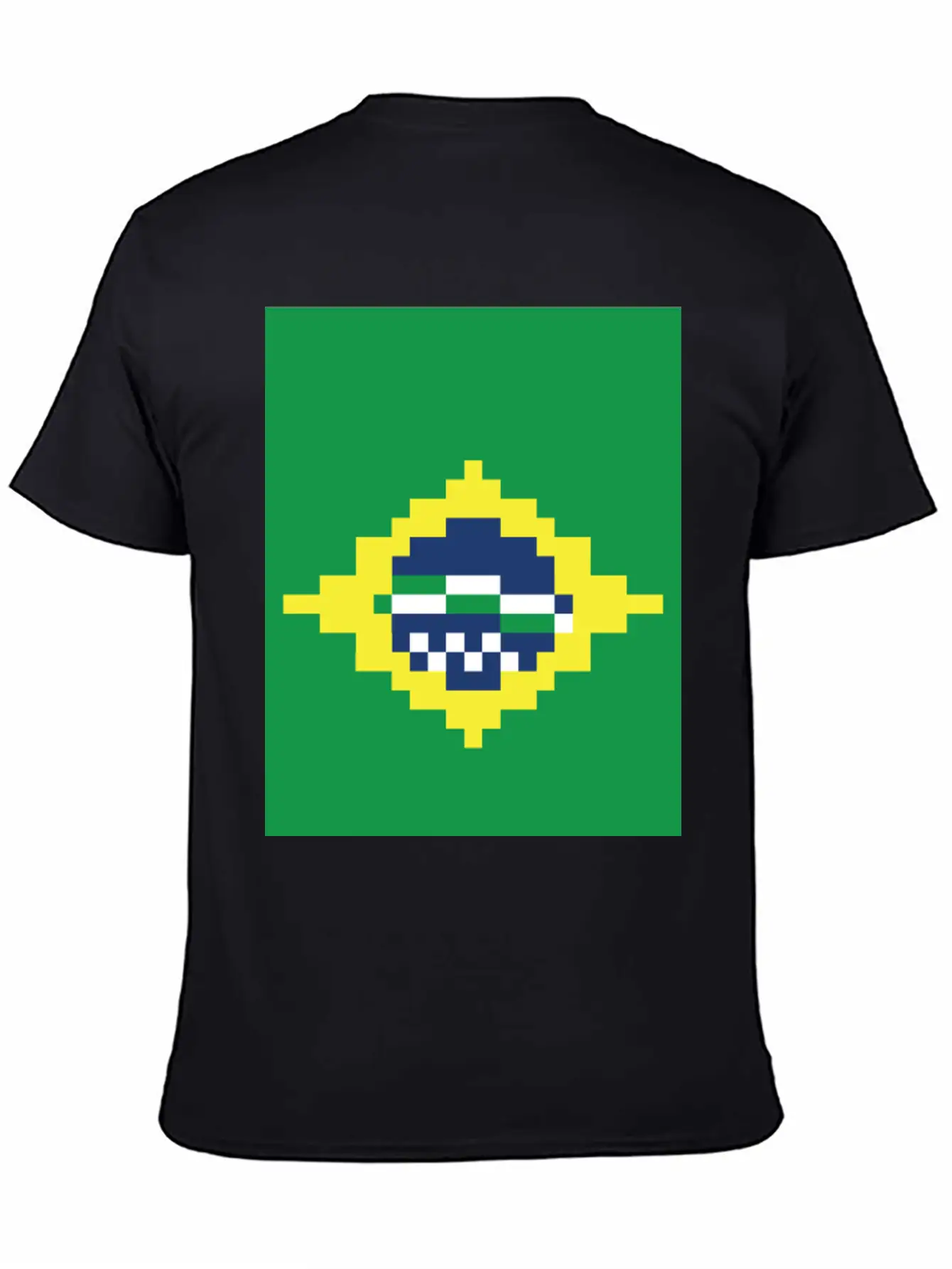 Flag Of Brazil - Post Stamp - Pixels Art Relaxed Everyday Tee – Lightweight And Durable Cotton